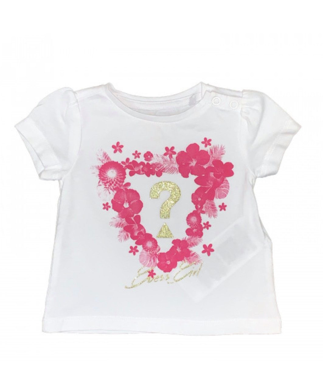 Guess Kids T-Shirt Baby Mädchen T-Shirt mit Blumen Herzprint und Stretchanteil