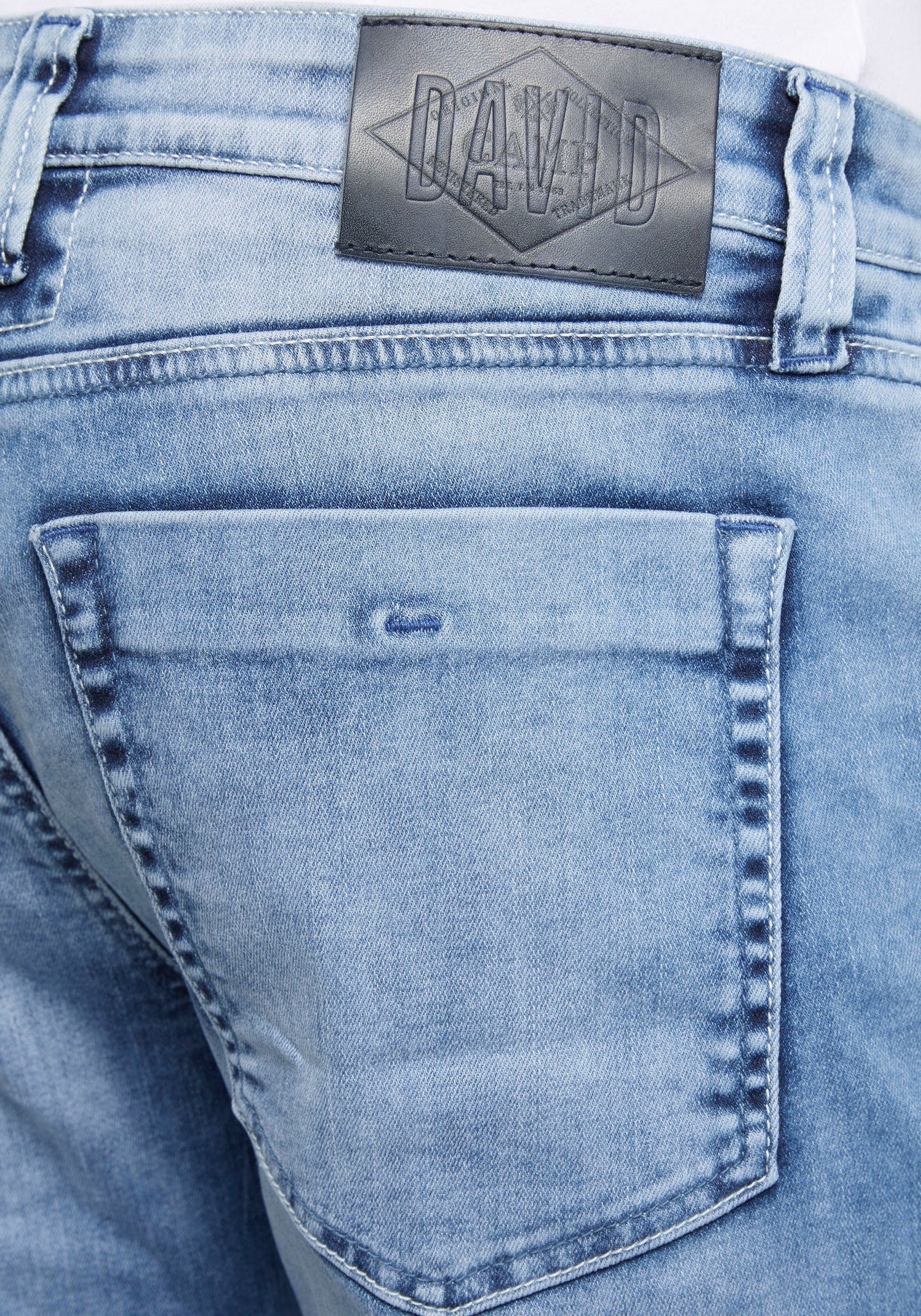 CAMP Steppnähten used Straight-Jeans blue mit markanten mid NI:CO:R611 DAVID
