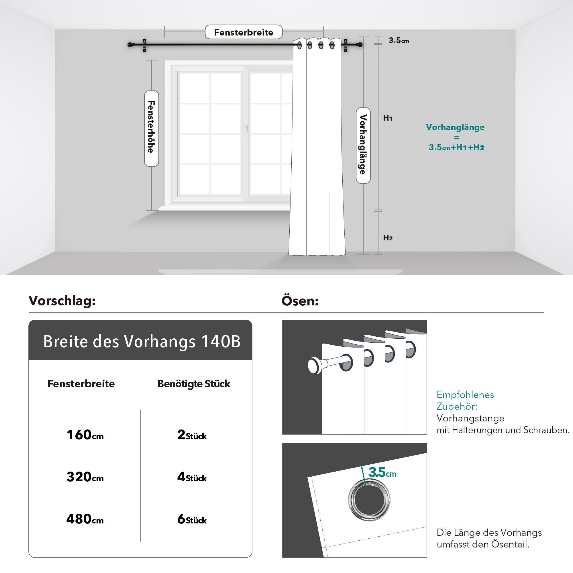 Deconovo Verdunkelungsvorhang Blickdichter Vorhang mit Ösen Gardinen Wohnzimmer 1 Stück, Verdunkelung Lärmschutz Thermogardine Dicke Vorhänge Kälteschutz – Bild 5 von 5