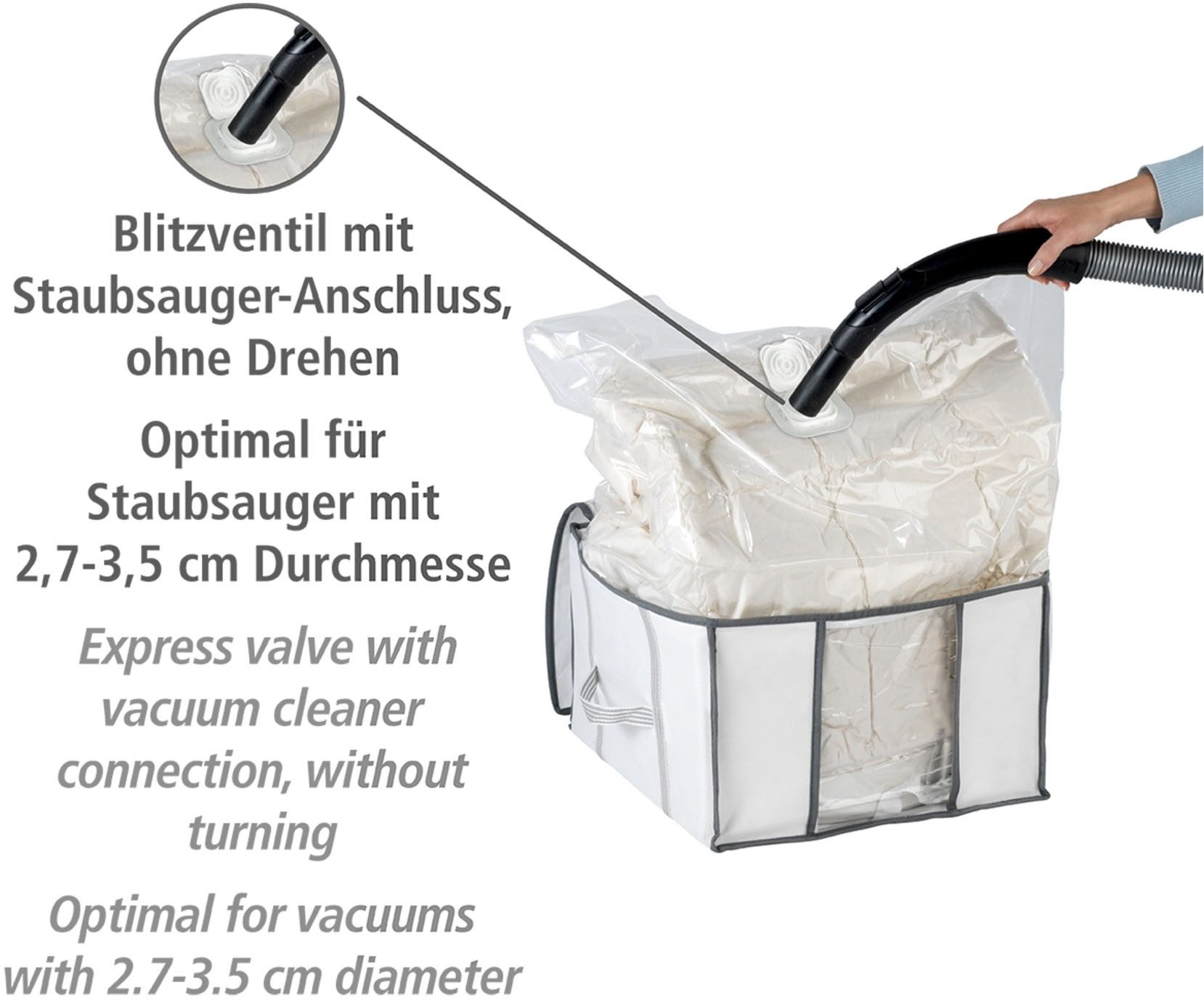 WENKO Unterbettkommode Vakuum Soft Box, integrierte Vakuum-Tasche & Blitzventil, bis zu 75 % Platzersparnis
