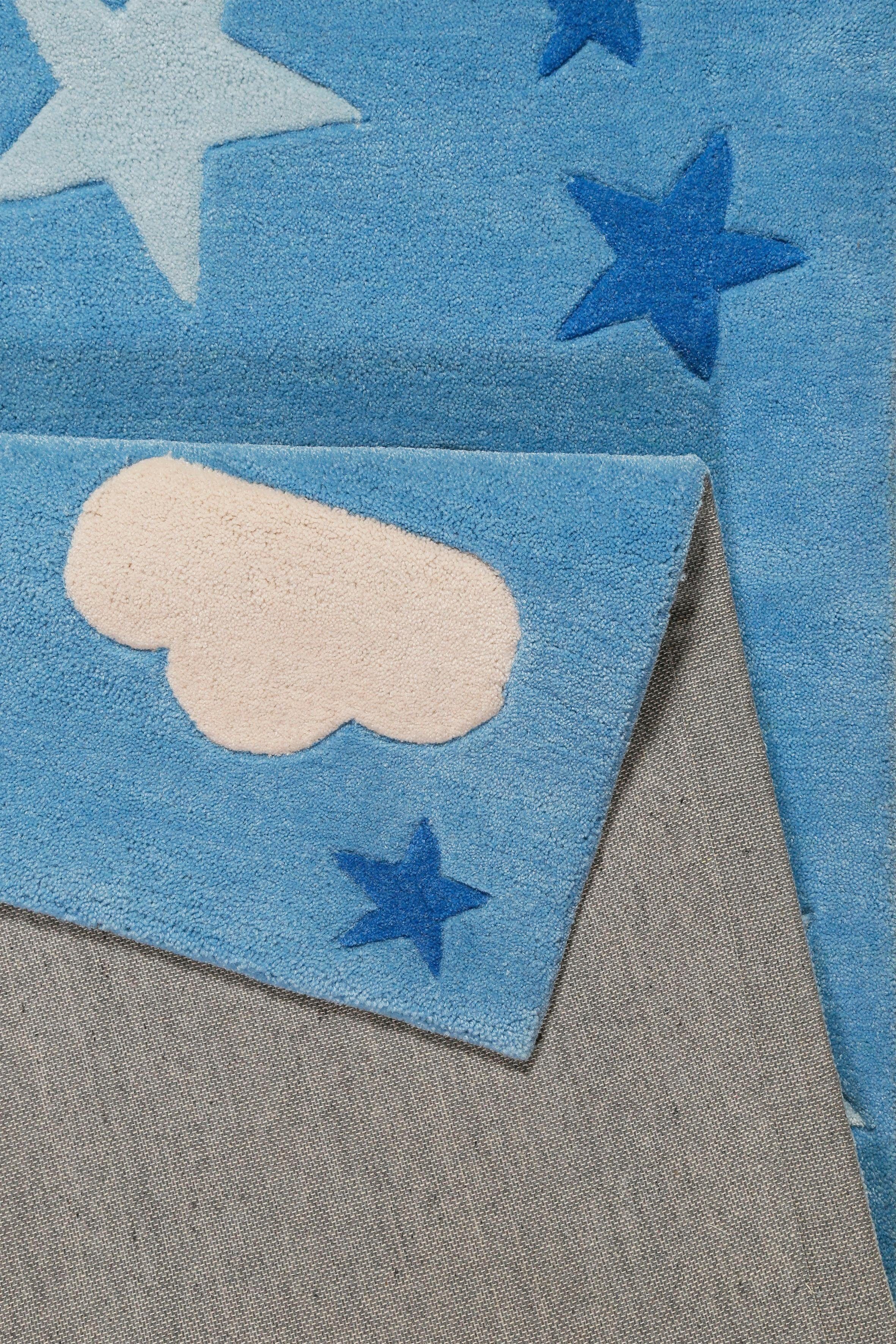 SMART KIDS Kinderteppich LaLeLu, rechteckig, Höhe: 9 mm, Mond Sterne Wolken, Konturenschnitt