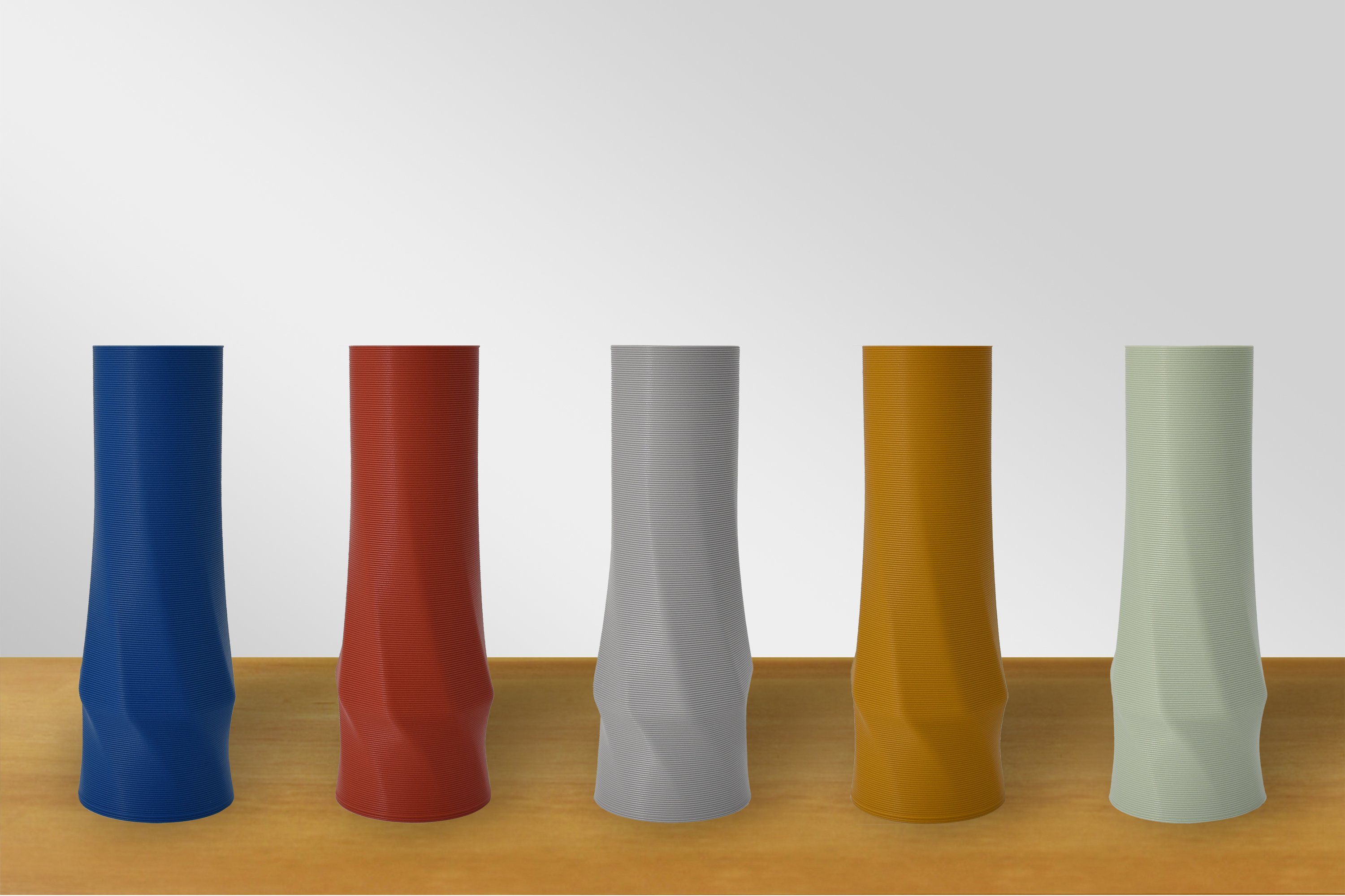 Leichte - Dekovase, verschiedenen Shapes des Materials Decorations (Rillung) 3D Struktur 3D in Dekovase 3D-Druck (basic), 3 Größen), Vasen, (3er Wasserdicht; Blau innerhalb Set, 3er Vasen 100% geometrio. Spar-Set,
