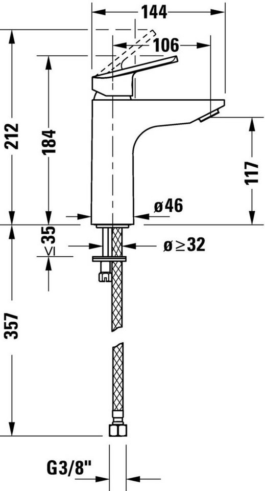 Thumbnail - Duravit Badarmatur DURAVIT N.1 Einhebel Waschtischmischer M Einhandmischer Mischbatterie