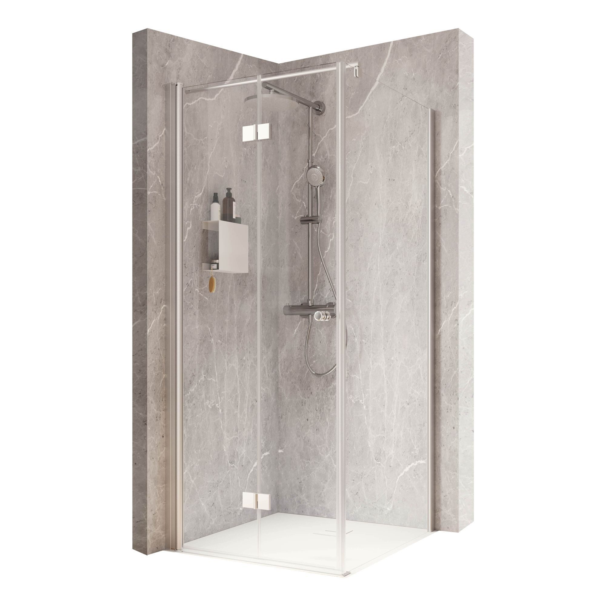 Schulte Eckdusche Garant 2.0 Höhe: 200 cm, BxT: 90x90 cm, 6 mm Sicherheitsglas, Drehfalttür mit Seitenwand, inkl. Heb-Senk-Mechanismus