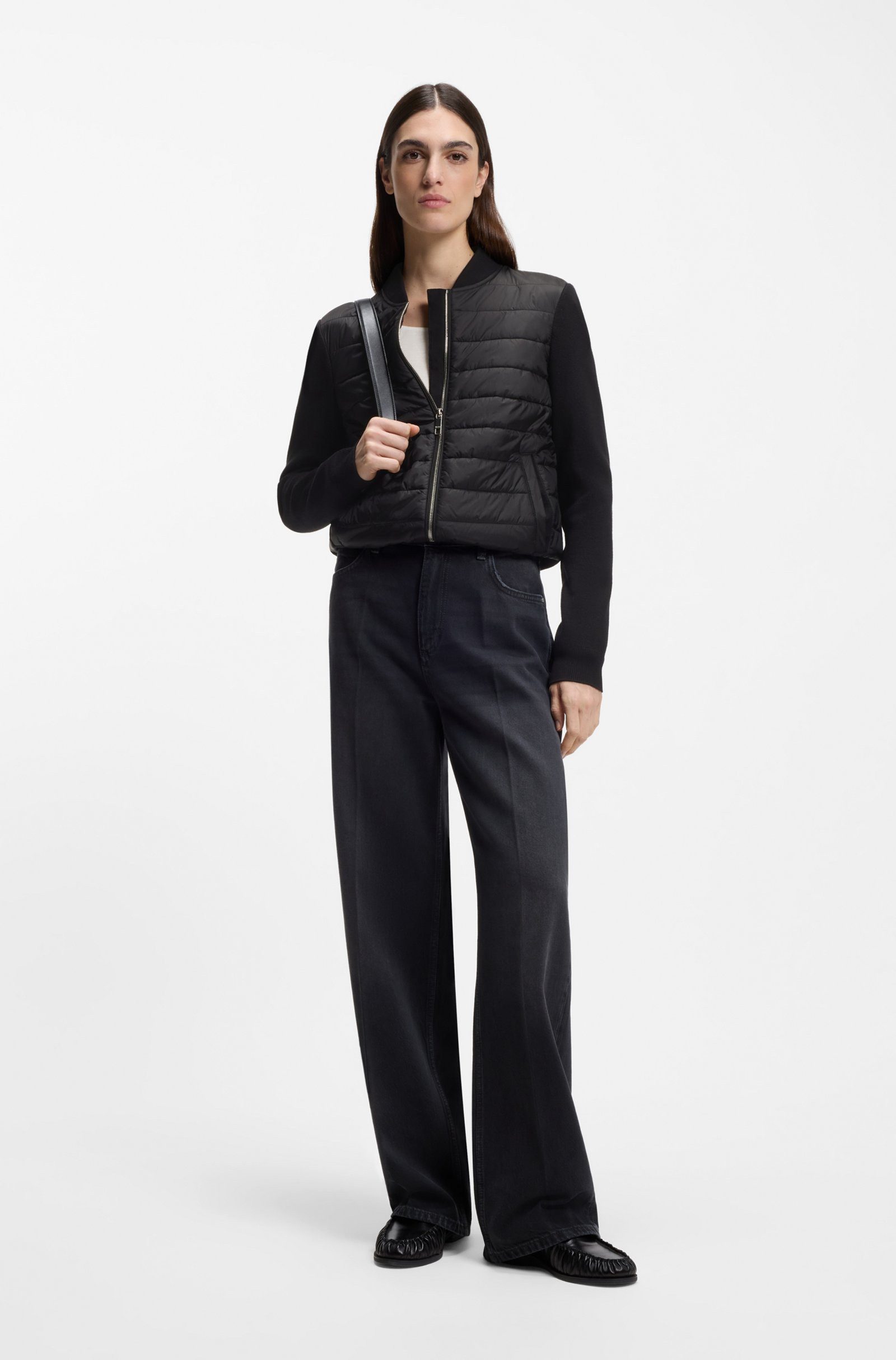 BOSS Blouson Hybrid-Jacke mit wattierter Vorderseite (1-St)