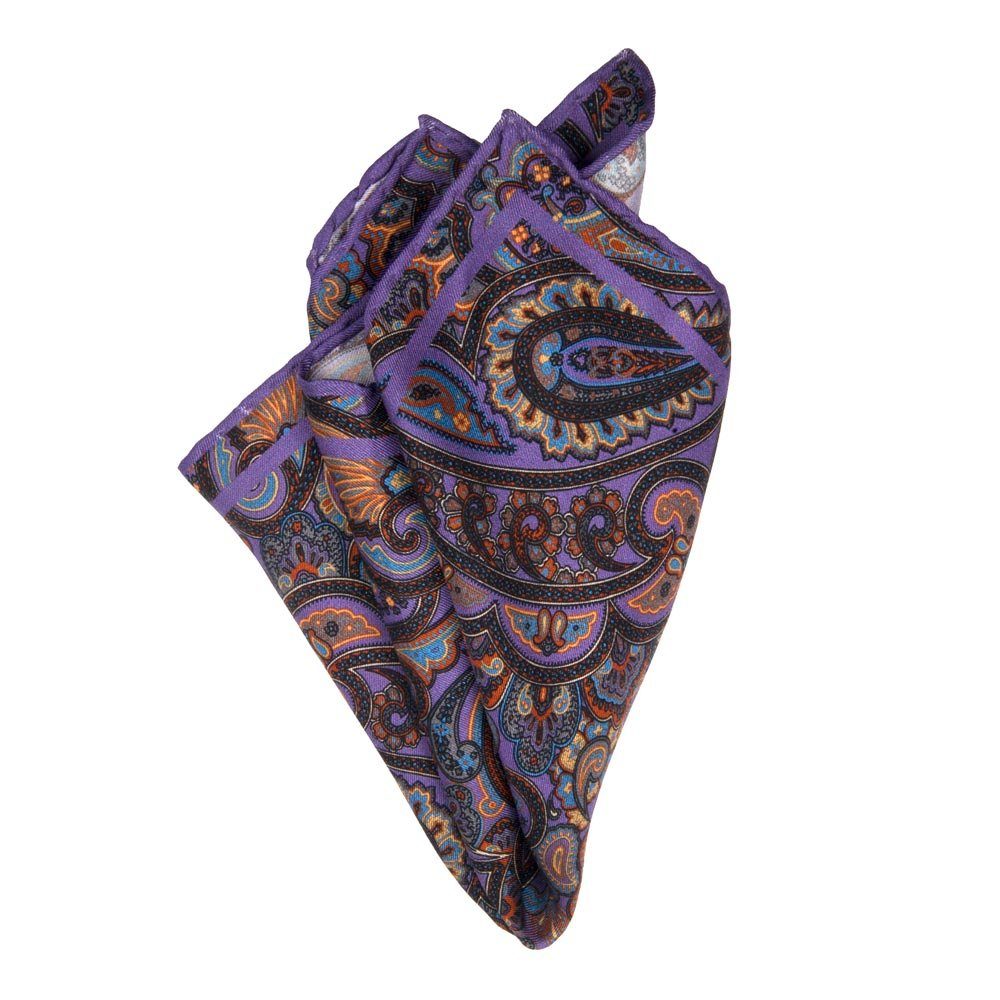 BGENTS Einstecktuch Handrolliertes Einstecktuch aus Seiden-Twill mit Paisley-Muster, Besondere Farbbrillanz