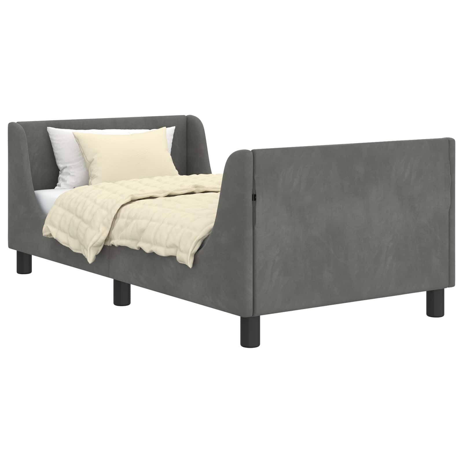 vidaXL Bett Kinderbettgestell mit Kopfteil Dunkelgrau 80 x 160 cm Samt (1-t günstig online kaufen