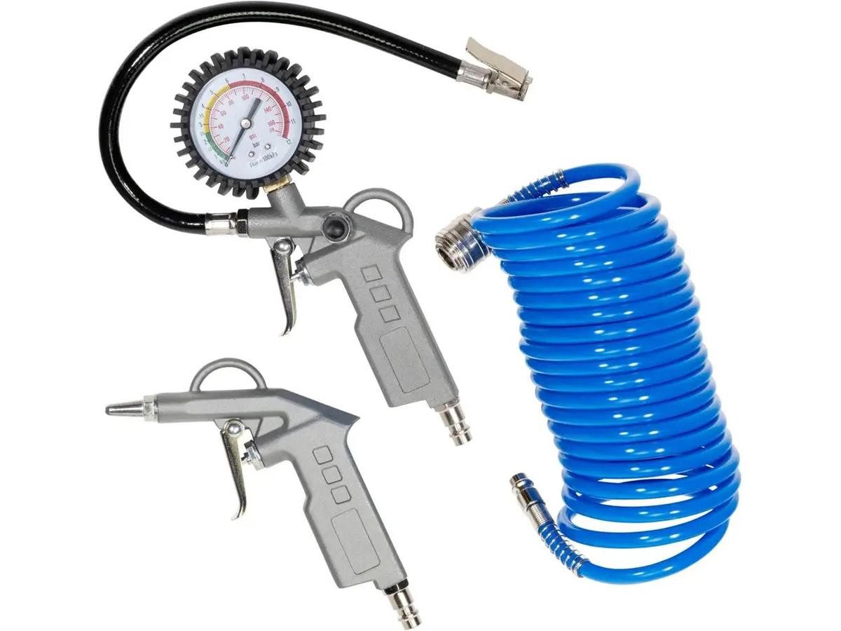 Güde Druckluftgeräte-Set 3-tlg. Metall, Set, 5m Schlauchlänge, 10 bar max. Arbeitsdruck, Anschlussgewinde 1/4"