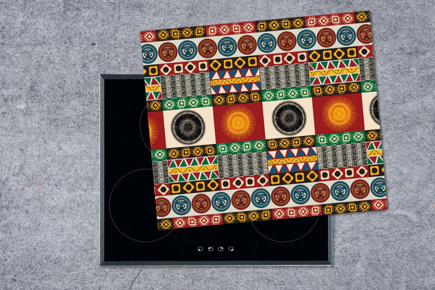 60x52 Maya - Südamerika, - MuchoWow Arbeitsfläche Ceranfeldabdeckung Herdblende-/Abdeckplatte Muster cm, (1 nutzbar, Details tlg), Vinyl, Mobile -