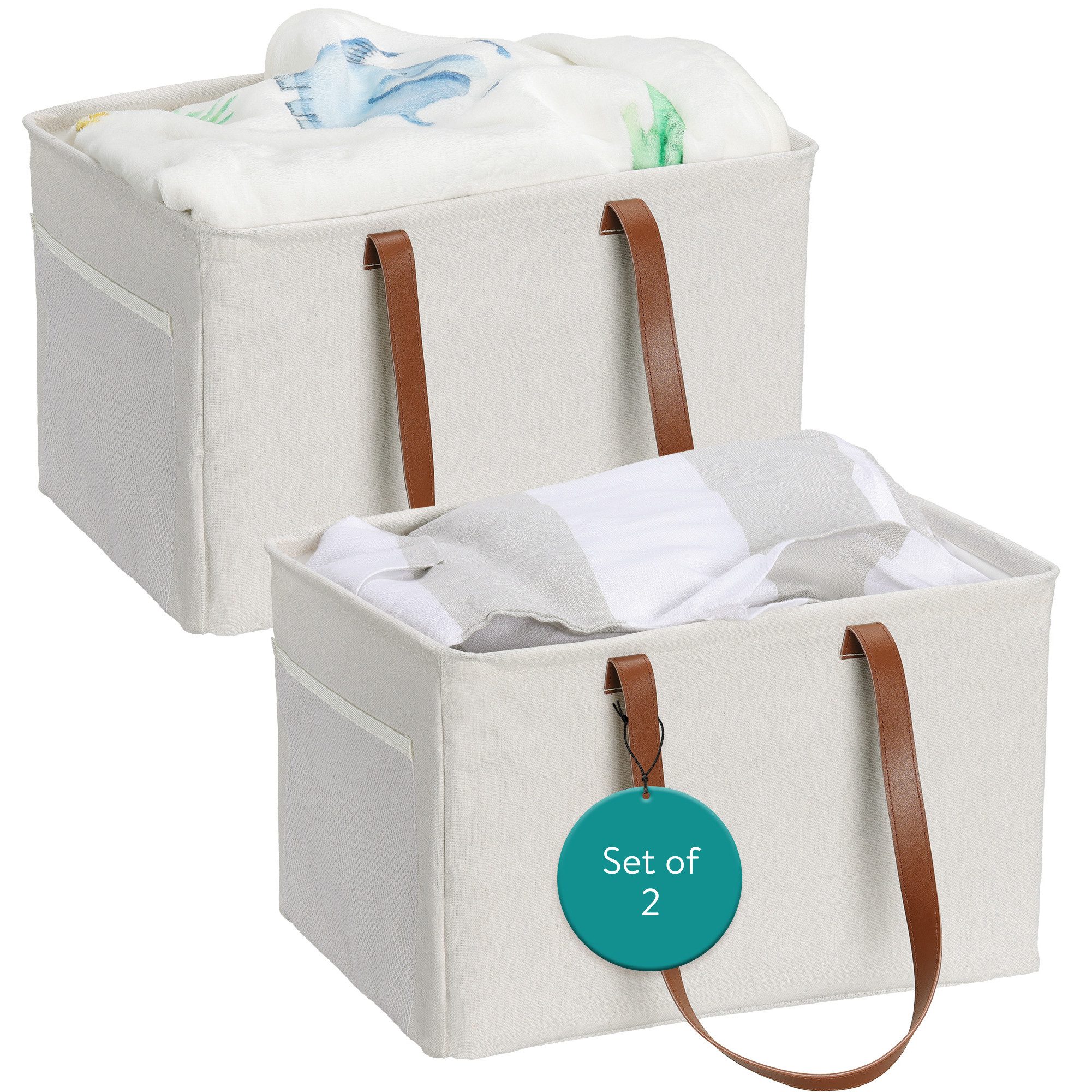 Aufbewahrungsbox Faltbarer Wäschekorb 2er Set - Wäschekorb faltbar - Wäschesammler