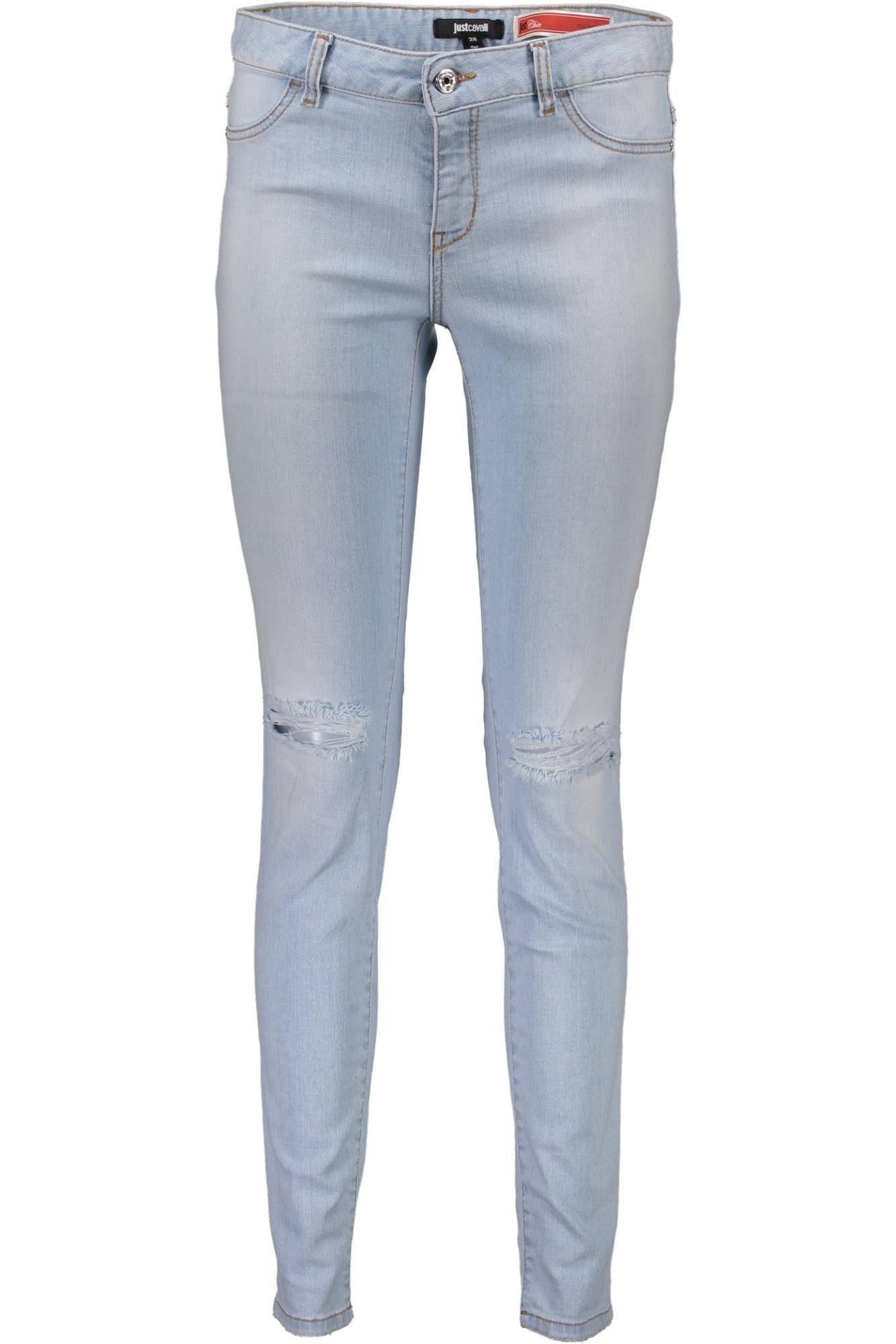 Just Cavalli 5-Pocket-Jeans Damen Jeans Blau: Verwaschener & Abgenutzter Look mit Einlagen