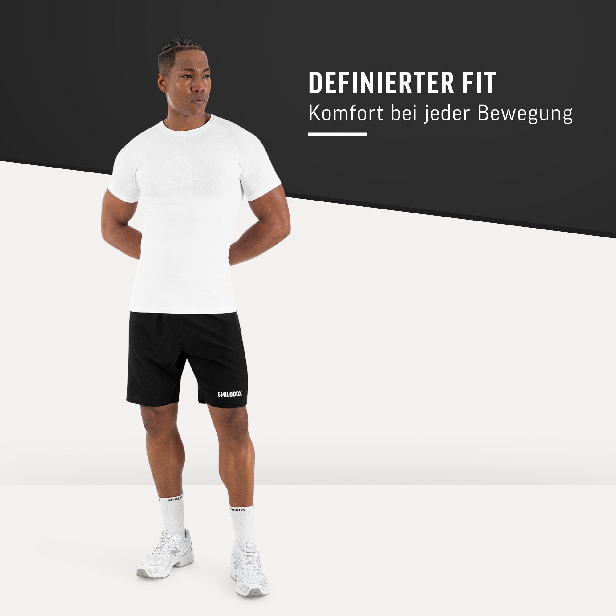 Smilodox T-Shirt Carnos, Compression Shirt Herren, Gymshirt, Seamless, Training Compression Fit, Seamless, atmungsaktiv, Body Mapping, Stretch