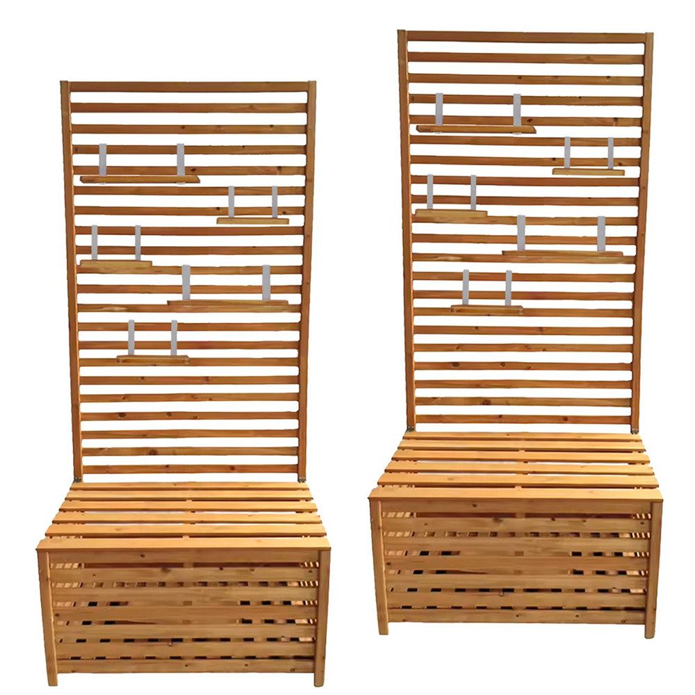 Divit Aufbewahrungsbox 2x Gartentruhe mit Regalen GR1 Gartenbank Pflanzregal