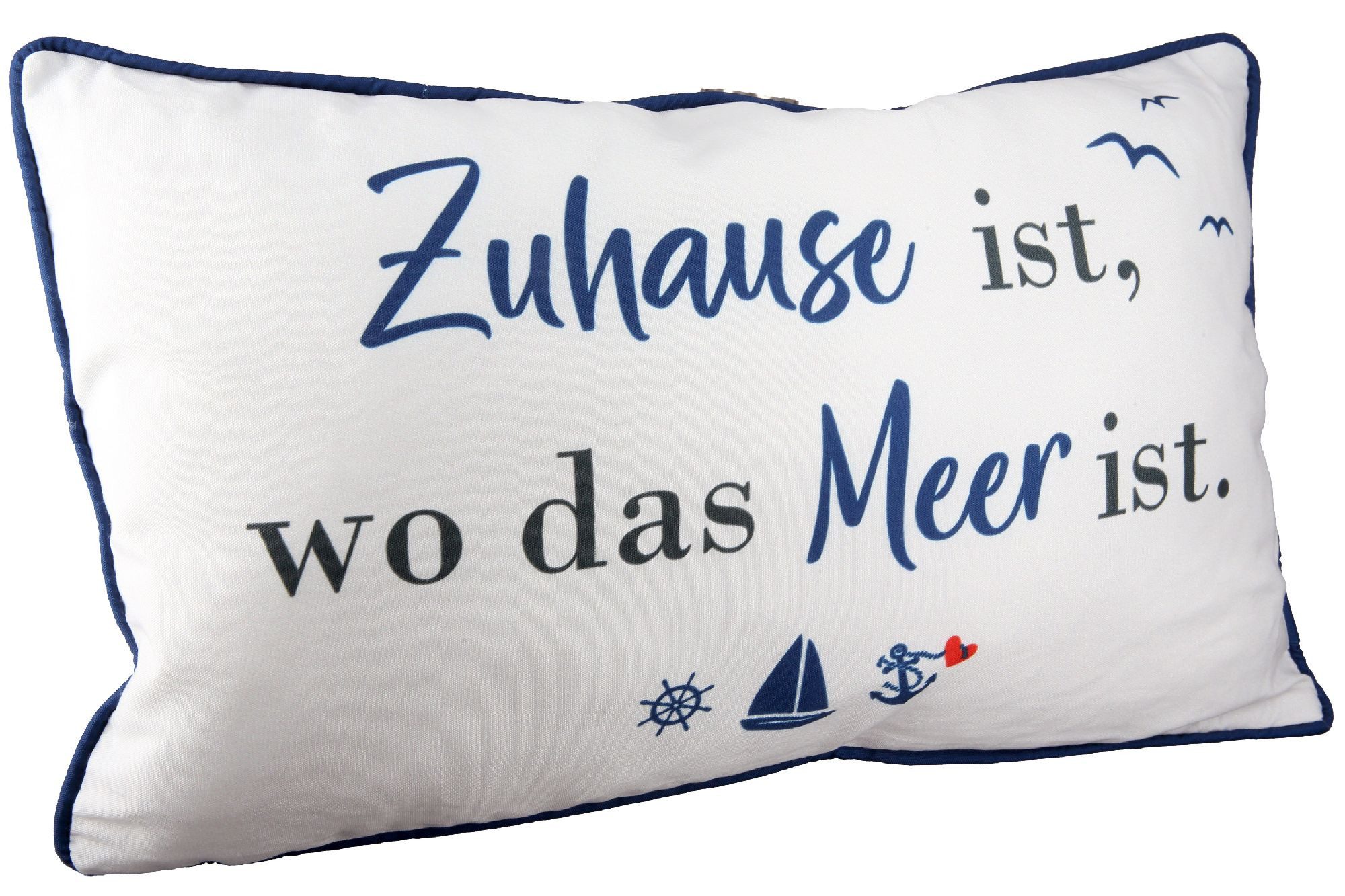 GILDE Dekokissen Maritim, Höhe: 30cm, Farbe: Weiß, Motiv: Meer