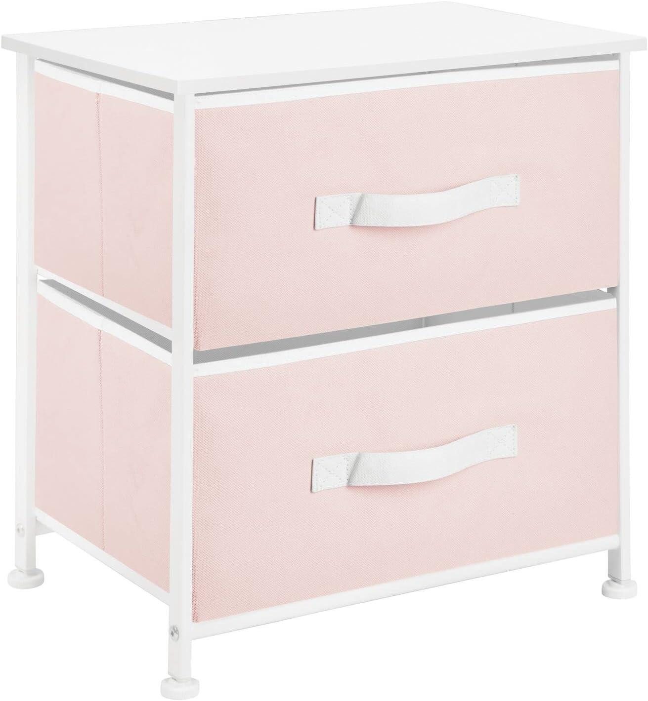 mDesign Aufbewahrungssystem mDesign Nachttisch Kommode Schrank Organizer Stoff Metall MDF Rosa