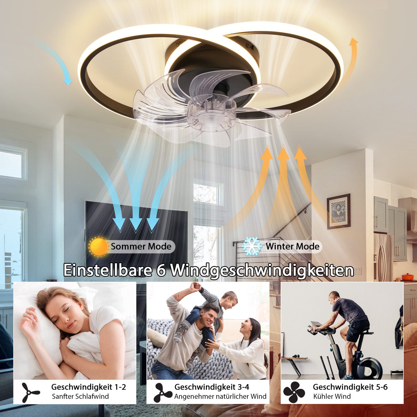 Nettlife Deckenventilator Mit Licht LED 36W günstig online kaufen