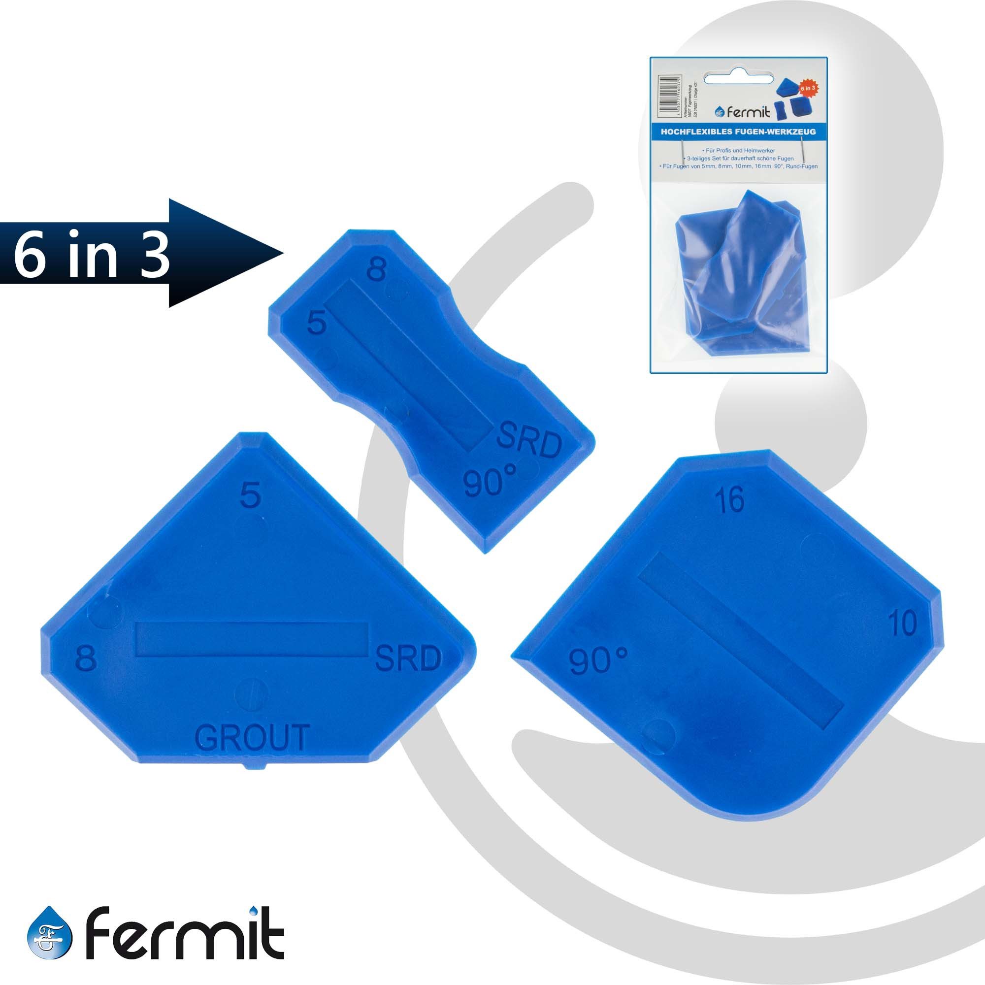 Fermit Silikon Fugenwerkzeug, Abzieher, Glättwerkzeug, 3-teilig, hochflexib günstig online kaufen