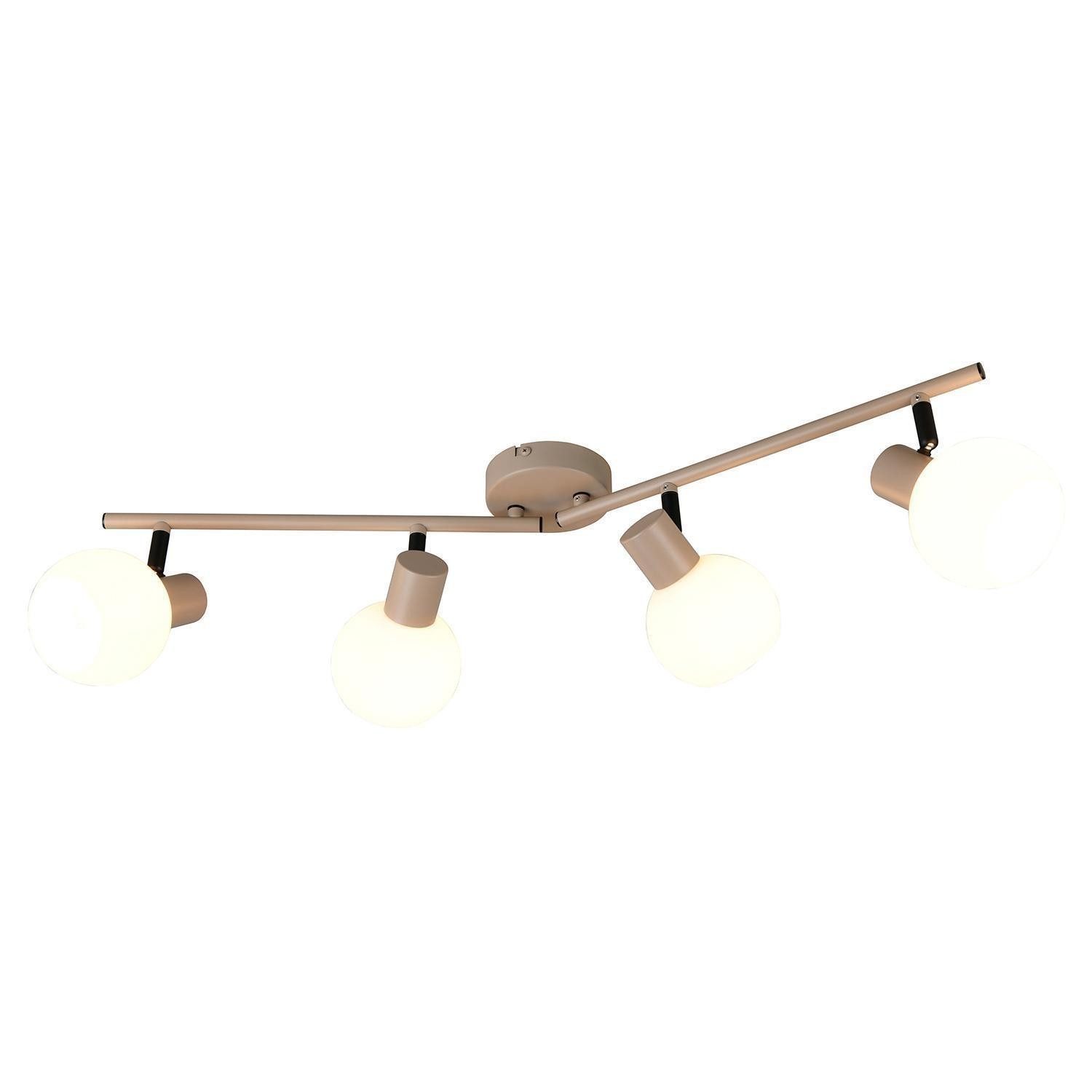 Reality Leuchten Deckenstrahler BOBA, 4-flammig, Beige, Metall, Opalglas, o günstig online kaufen