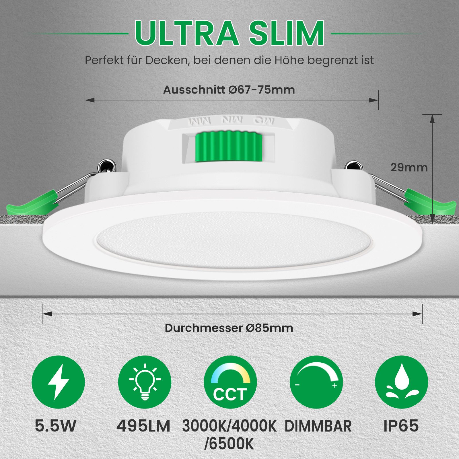 ALUSSO LED Einbaustrahler 10er-Ser, 5.5W Decken günstig online kaufen