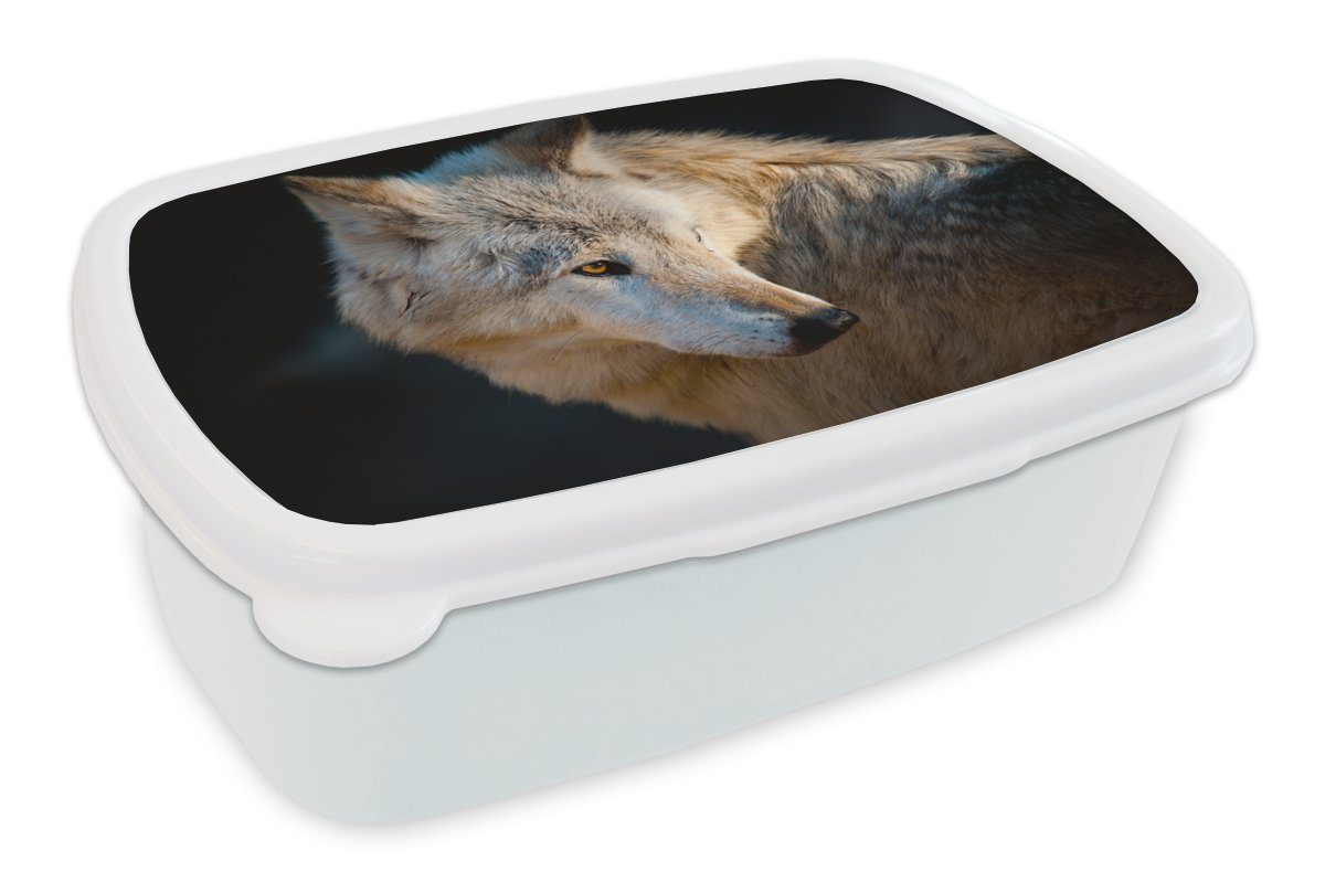 MuchoWow Lunchbox Leichter Polarwolf, Kunststoff, (2-tlg), Brotbox für Kinder und Erwachsene, Brotdose, für Jungs und Mädchen weiß