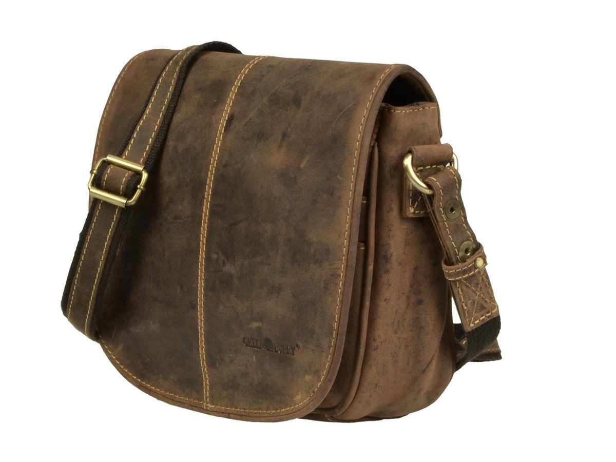 Greenburry Umhängetasche "Vintage" Leder, used Look, Schultertasche, Jagdtasche, 26x23cm