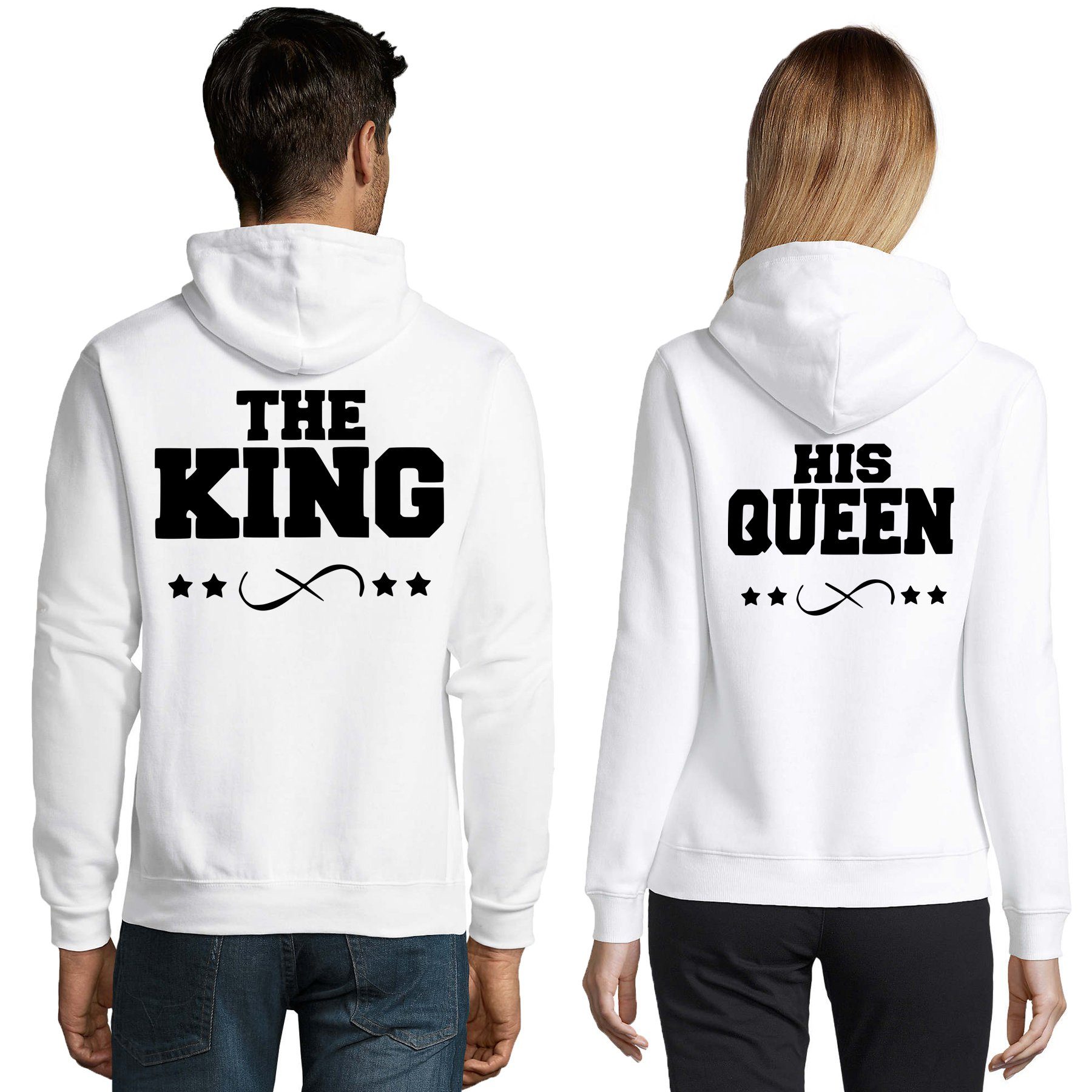 Blondie & Brownie Hoodie Unisex Paar Pärchen Pullover The King His Queen Valentin Bff Friends mit Kapuze, Kängurutasche