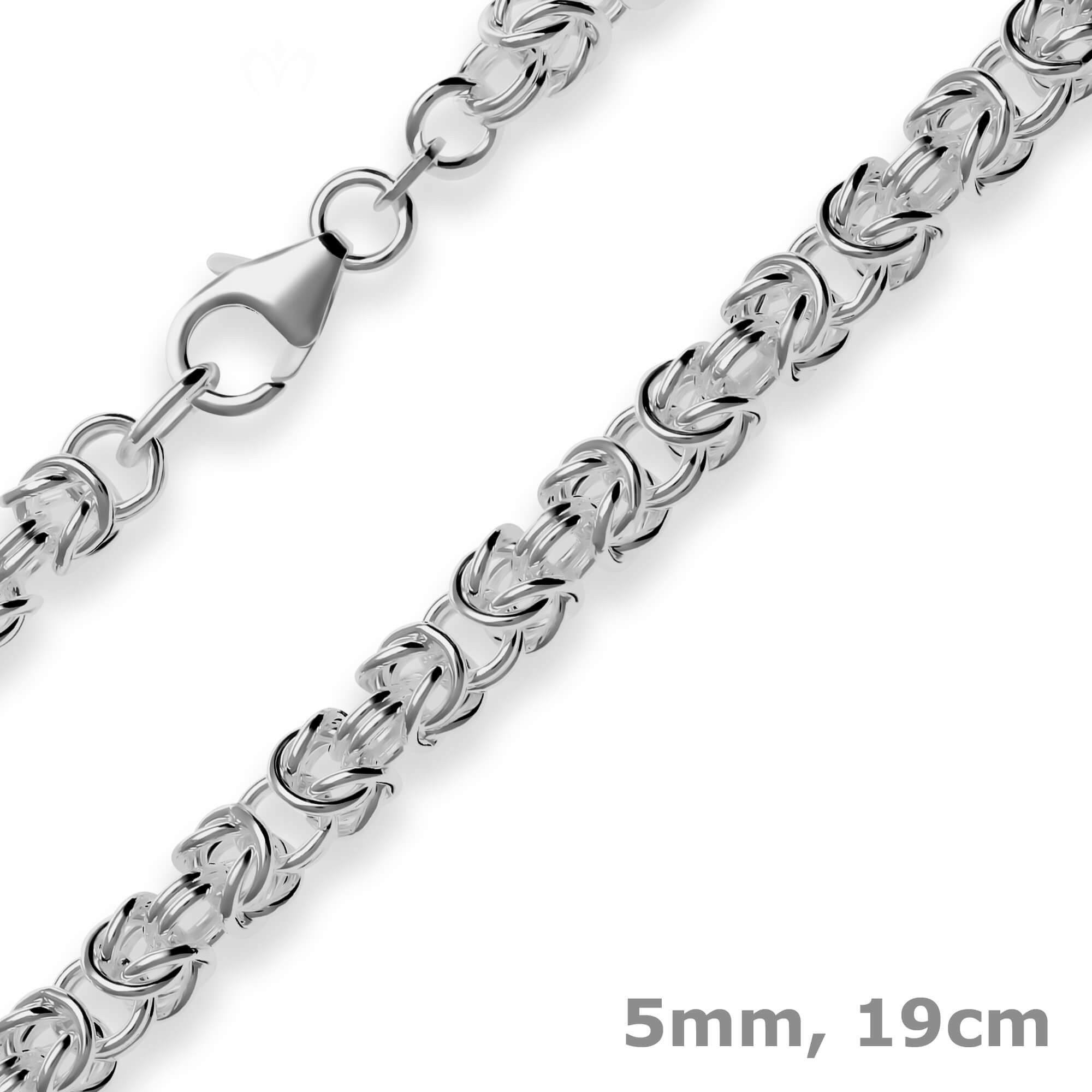 Schmuck Krone Königsarmband 5mm Armband Königskette aus 925 Silber rhodiniert 19cm, Silber 925