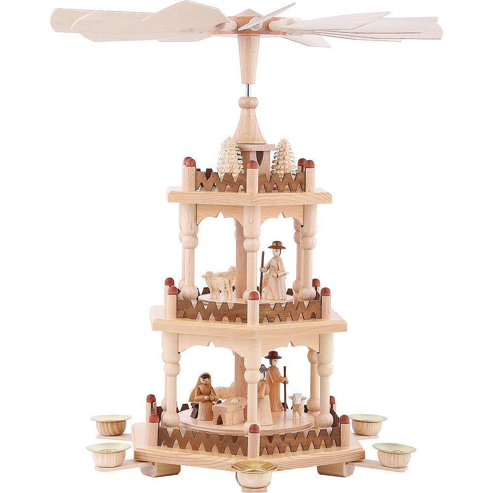 Seiffener Kunsthandwerk Theo Lorenz Weihnachtspyramide 3-stöckige Pyramide Krippenszene (41cm) von Theo Lorenz Kunsthandwerk