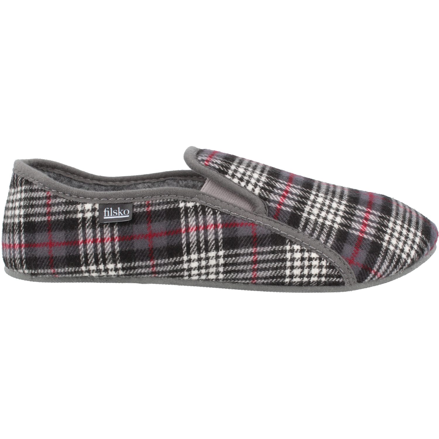 filsko Staby karierte Filz Herren Hausschuh Gummisohle, zum schlupfen, Slip.-On, Leichtgewicht – Bild 4 von 5