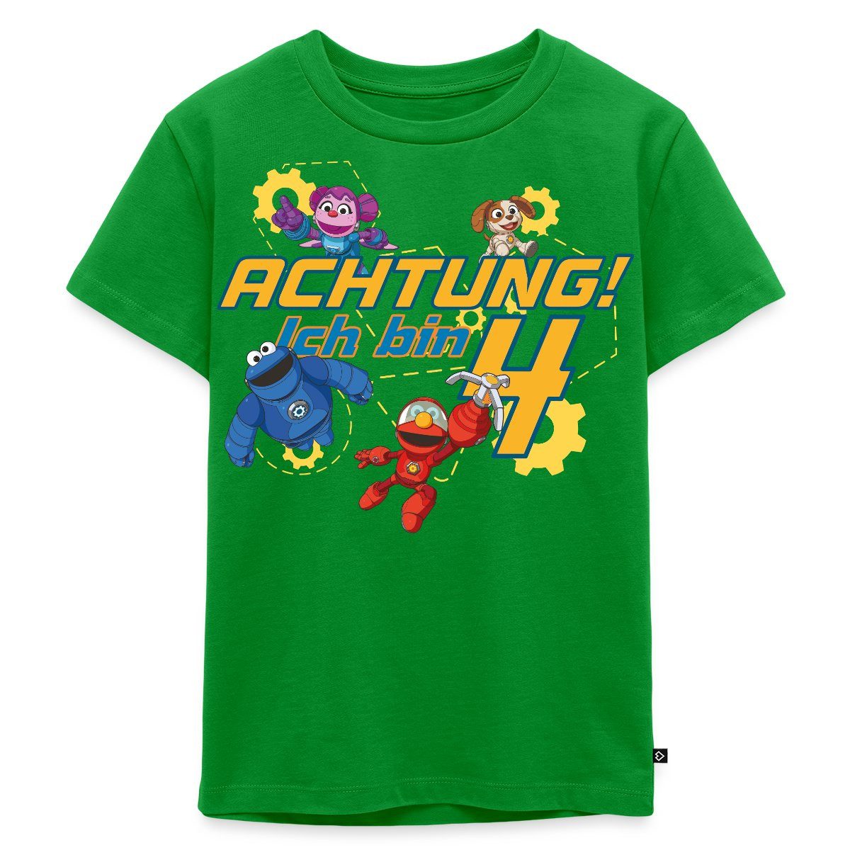 T-Shirt Mecha Builders Kinderhelden Team Achtung Ich Bin 4 Kinder Premium T-Sh