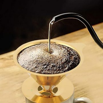 Mrichbez Permanentfilter Kaffeefiltertrichter, Haushalts-Edelstahl-Kaffeefilter, Tropfkaffeefiltertasse