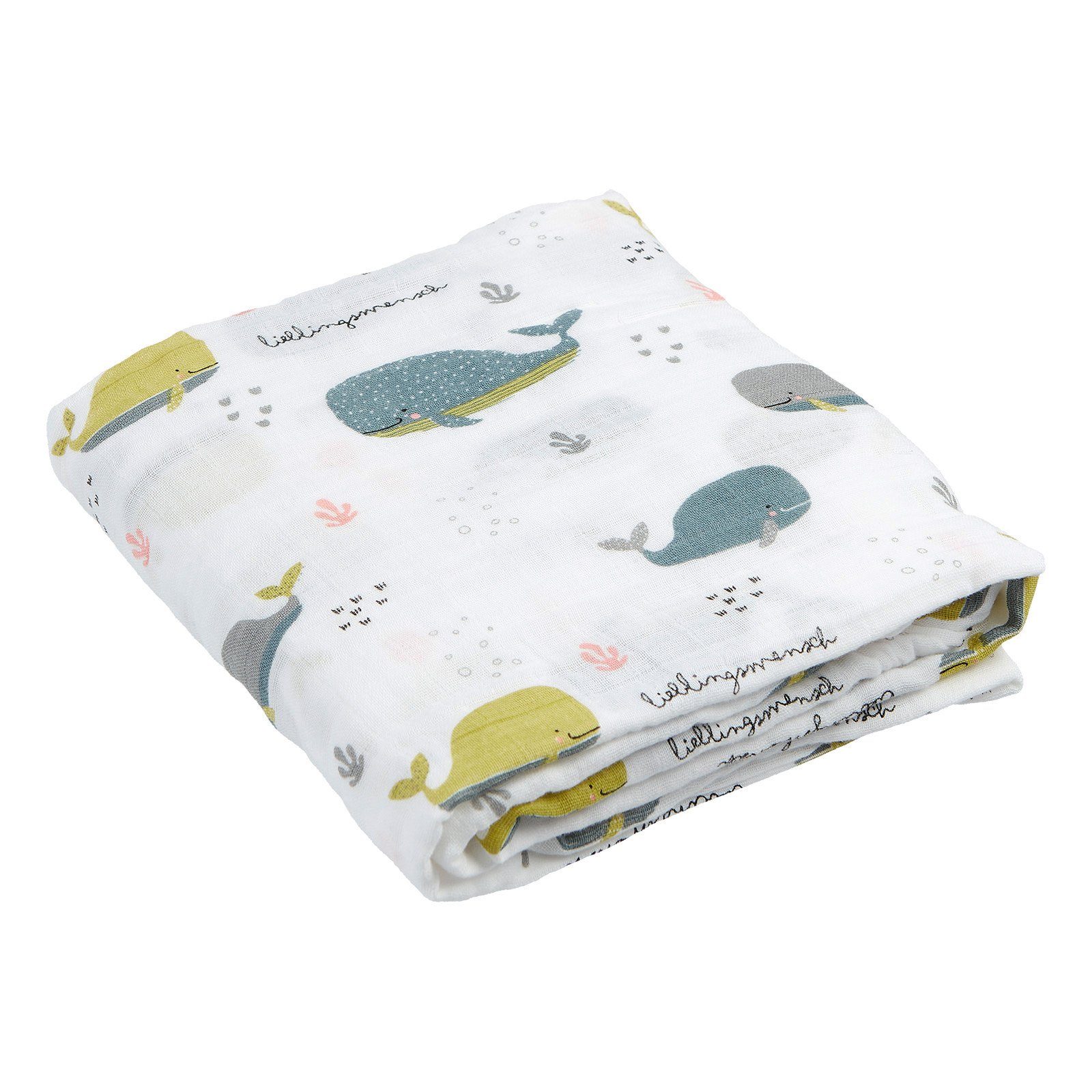 Mama Poppins Germany Stoffwindeln Babytuch mit süßen Schriftzügen aus 100% Bio-Baumwolle, Designed in Germany