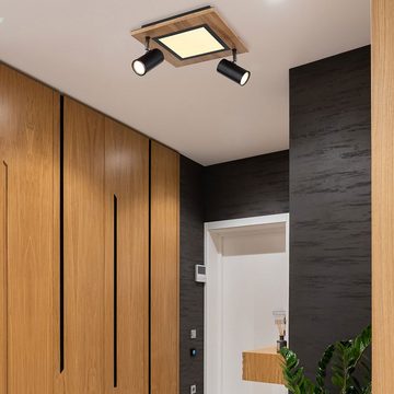 etc-shop LED Deckenspot, Leuchtmittel nicht inklusive, Deckenleuchte Holz eckig Deckenlampe Wohnzimmer Spots