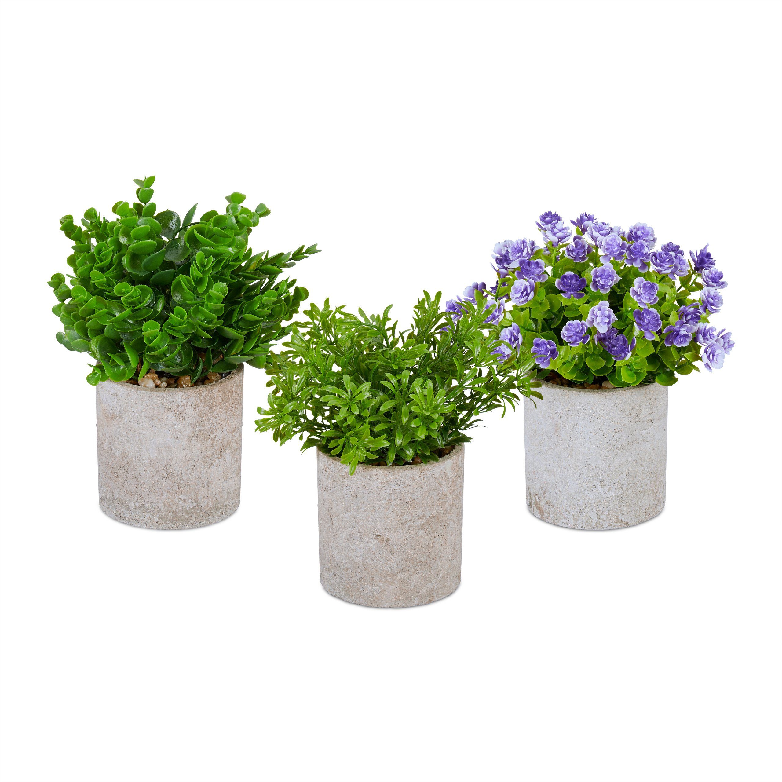 Kunstpflanze 3er Set, relaxdays, Höhe 23 günstig online kaufen