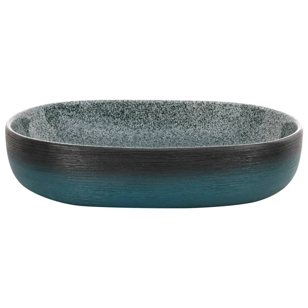 vidaXL Waschbecken Waschbecken Badezimmer Aufsatzwaschbecken Türkis Oval 59x40x14 cm Kera