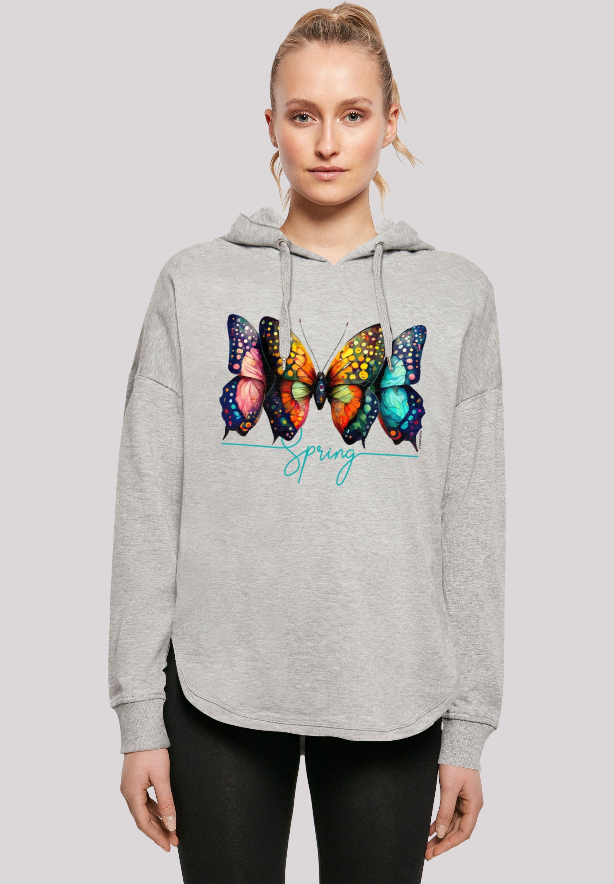 F4NT4STIC Kapuzenpullover Schmetterling Illusion Oversize Hoodie Print grey