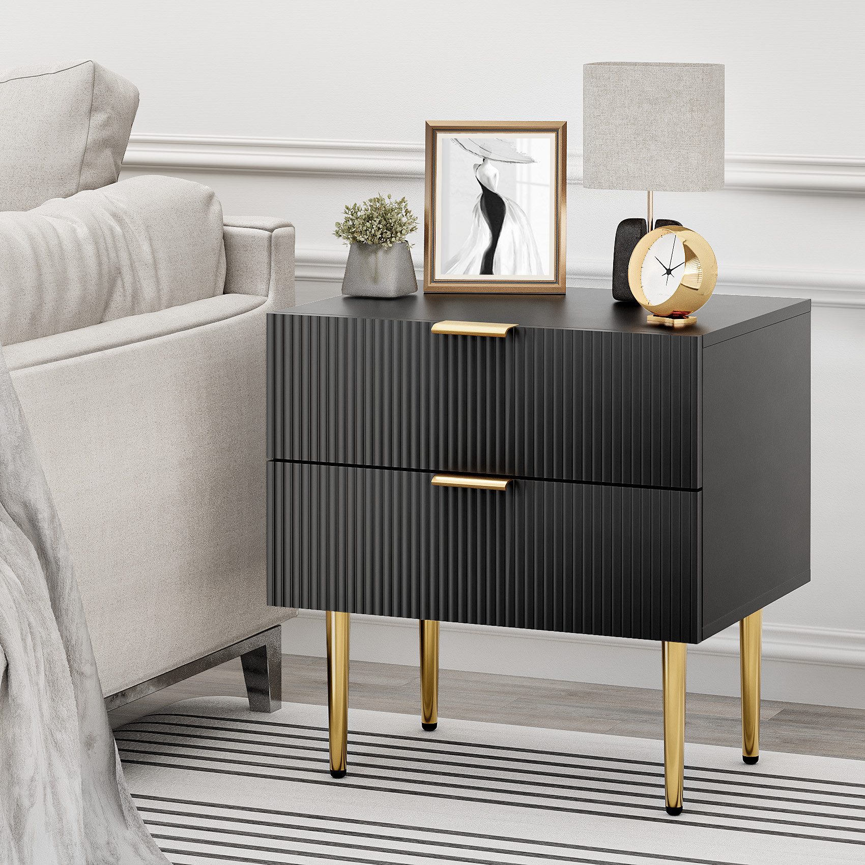 REDOM Nachttisch Kommode,Nightstand (Moderner Nachttisch mit günstig online kaufen