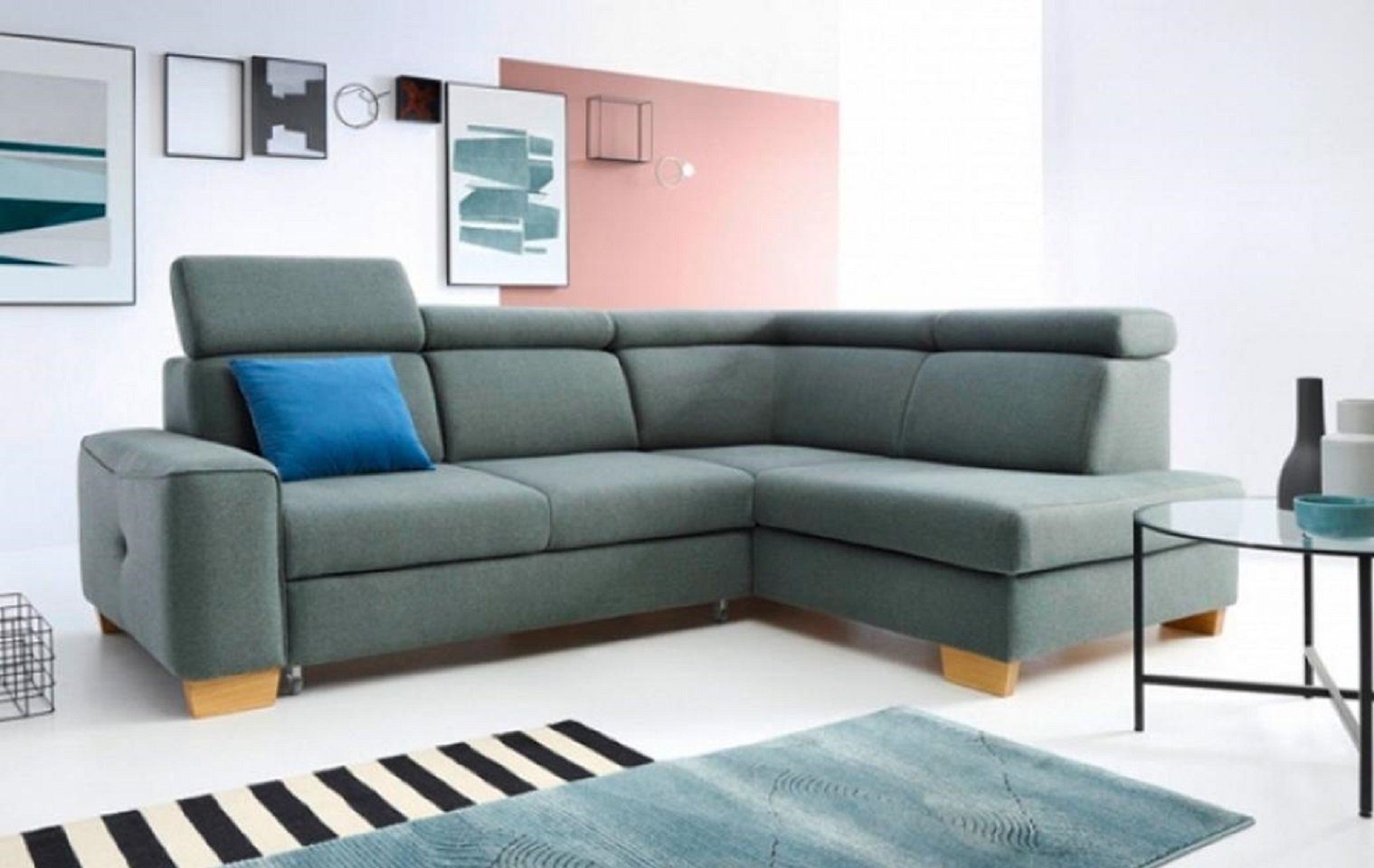 2 JVmoebel Europe Couch Ecksofa Teile, Ecksofa Form Grau Modern Relaxfunktion, mit L Made Sofa in Polstersofa Sitz,