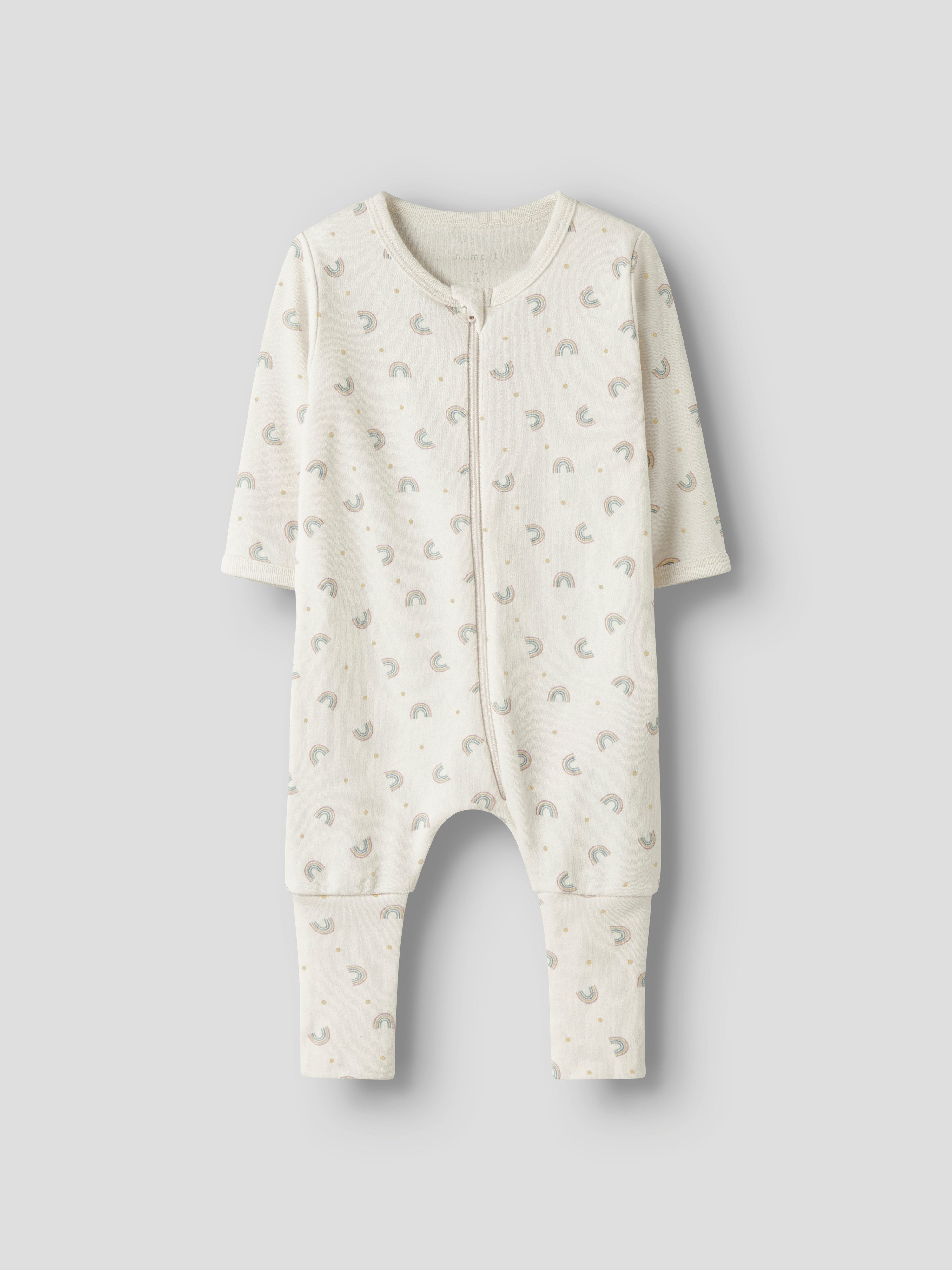 Name It Schlafanzug NBFNIGHTSUIT ZIP FF JET RAINBOW NOOS aus Baumwolle, bequeme Passform, mit Reißverschluss und Kinnschutz