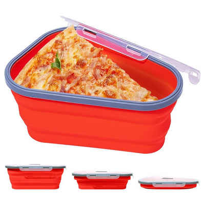 BOTC Pizzateller Tragbare Silikon-Faltbox für Pizza, Mikrowellengeeignet, Pizzateller Essteller, (5 St), Teller Set für 5 Personen, Rot, Silikon