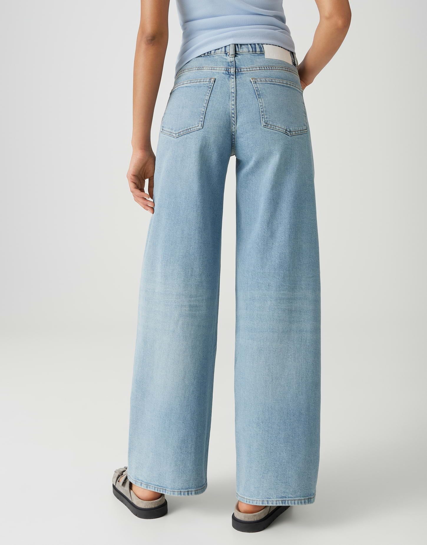OPUS Palazzohose MIVA RETRO mit elastischem Komfortbund Mid Rise Sehr weiter Beinverlauf, fester Griff, leicht elastischer Stoff
