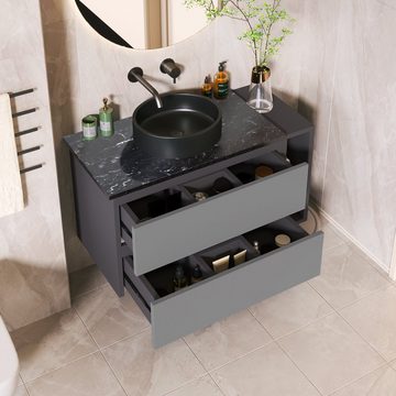 PFCTART Waschbeckenunterschrank Wandwaschtischunterschrank mit Keramikwaschbecken mit Schublade