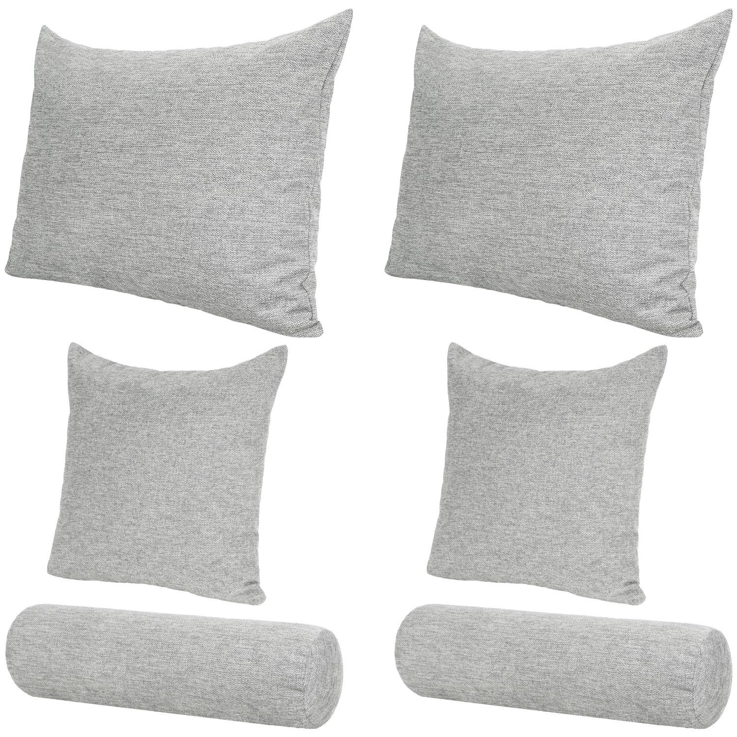 Selfitex Sofakissen 6-tlg. Kissen Set, 2x großes Kissen/2x kleines Kissen/2x Nackenrolle, (6er Set, 2x 60x80 cm, 2x 50x50 cm, 2x 19x65 cm), für Sofa, Couch, Bett oder als Polster jeglicher Art