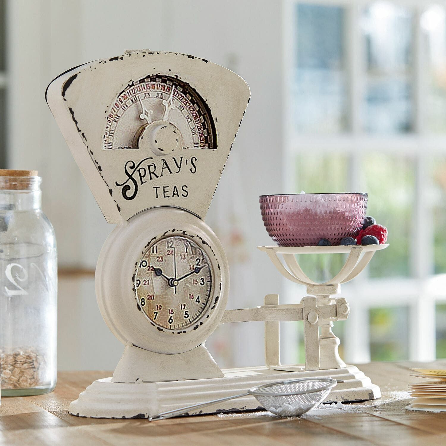Mirabeau Wanduhr Uhr Balances antikweiß