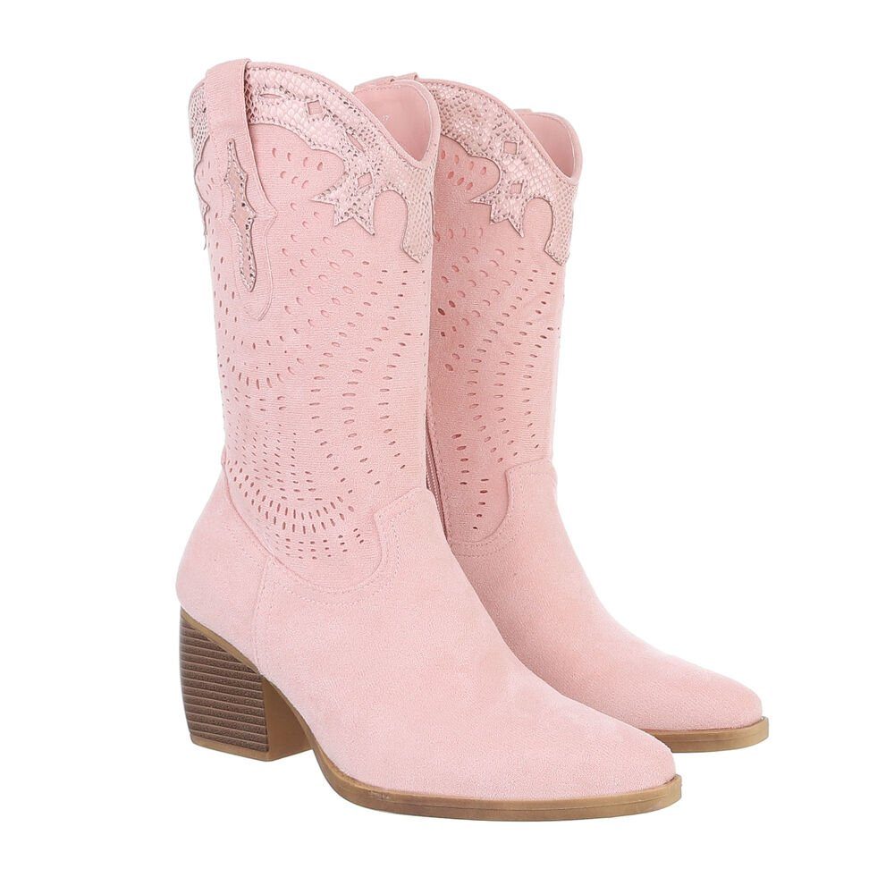 Ital-Design Damen Cowboyboots Western Westernstiefel (84160523) Blockabsatz Western- & Bikerstiefel in Rosa