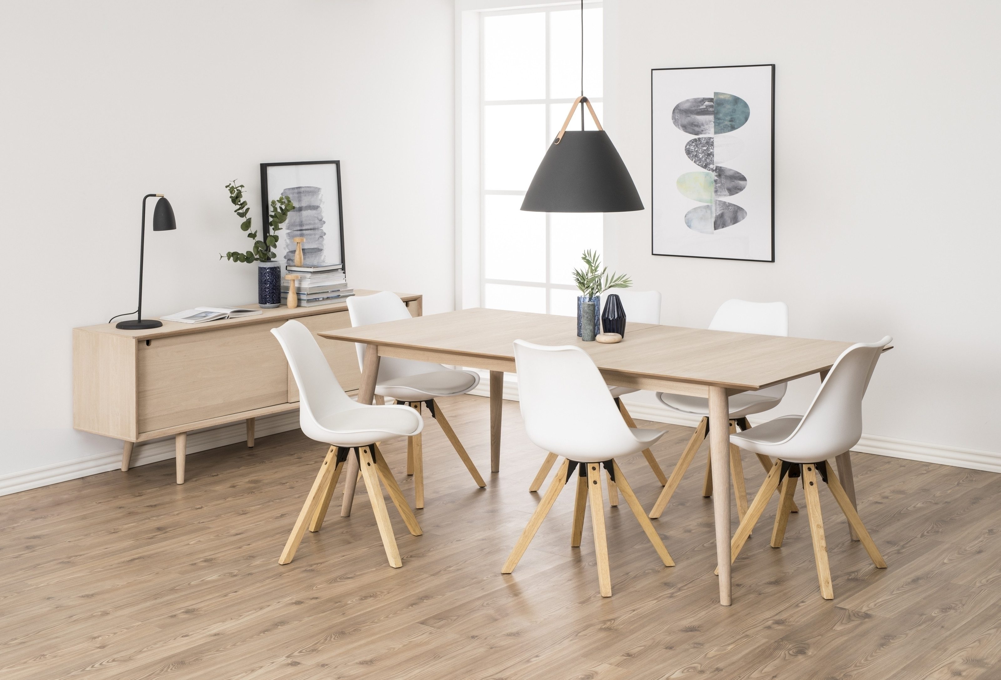 freiraum Anrichte Century, in Eiche weiss pigmentiert - 180x71x45cm (BxHxT)