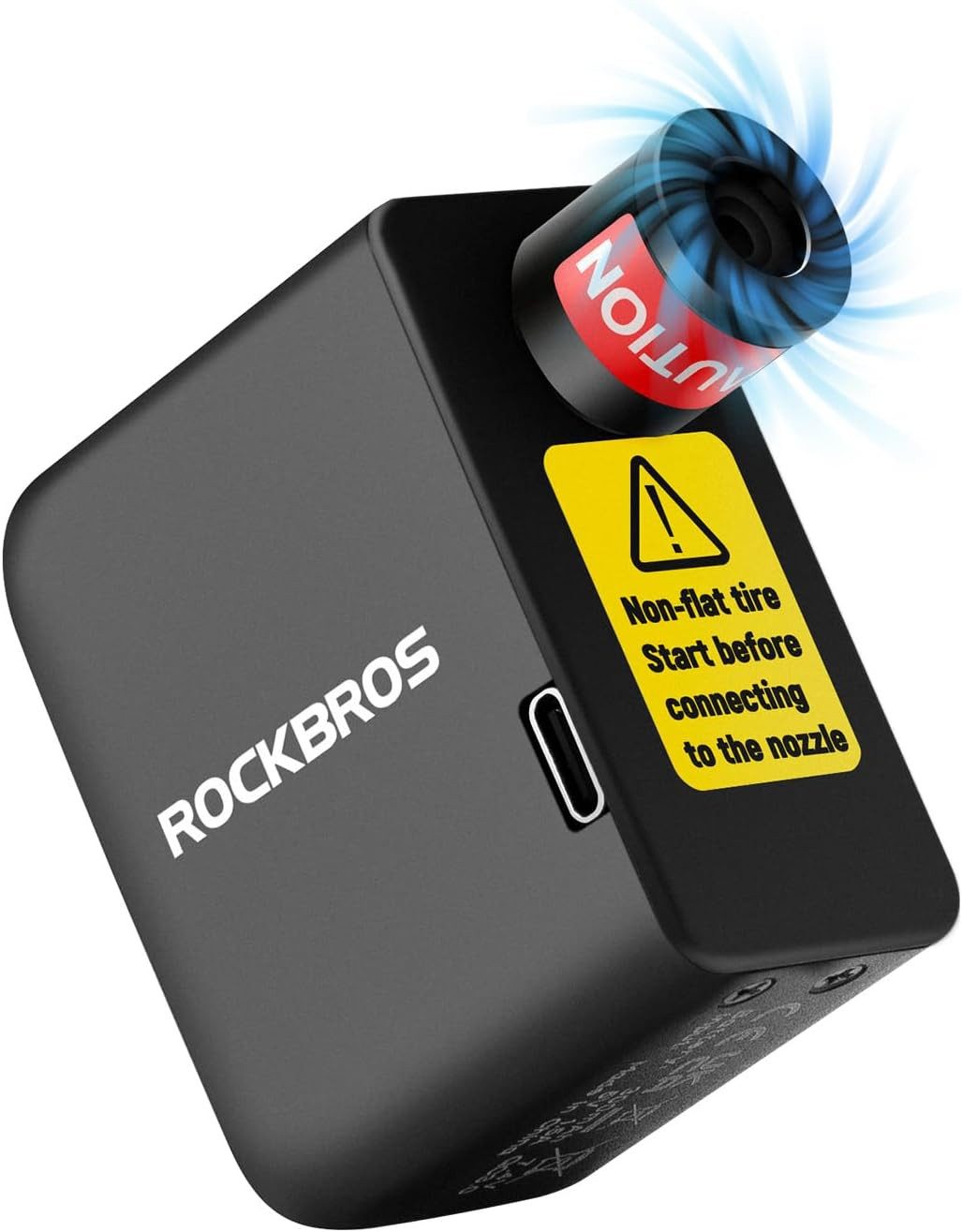ROCKBROS Luftpumpe Elektrofahrradpumpe 100 PSI mit 300 mAh Akku, wiederaufladbar.