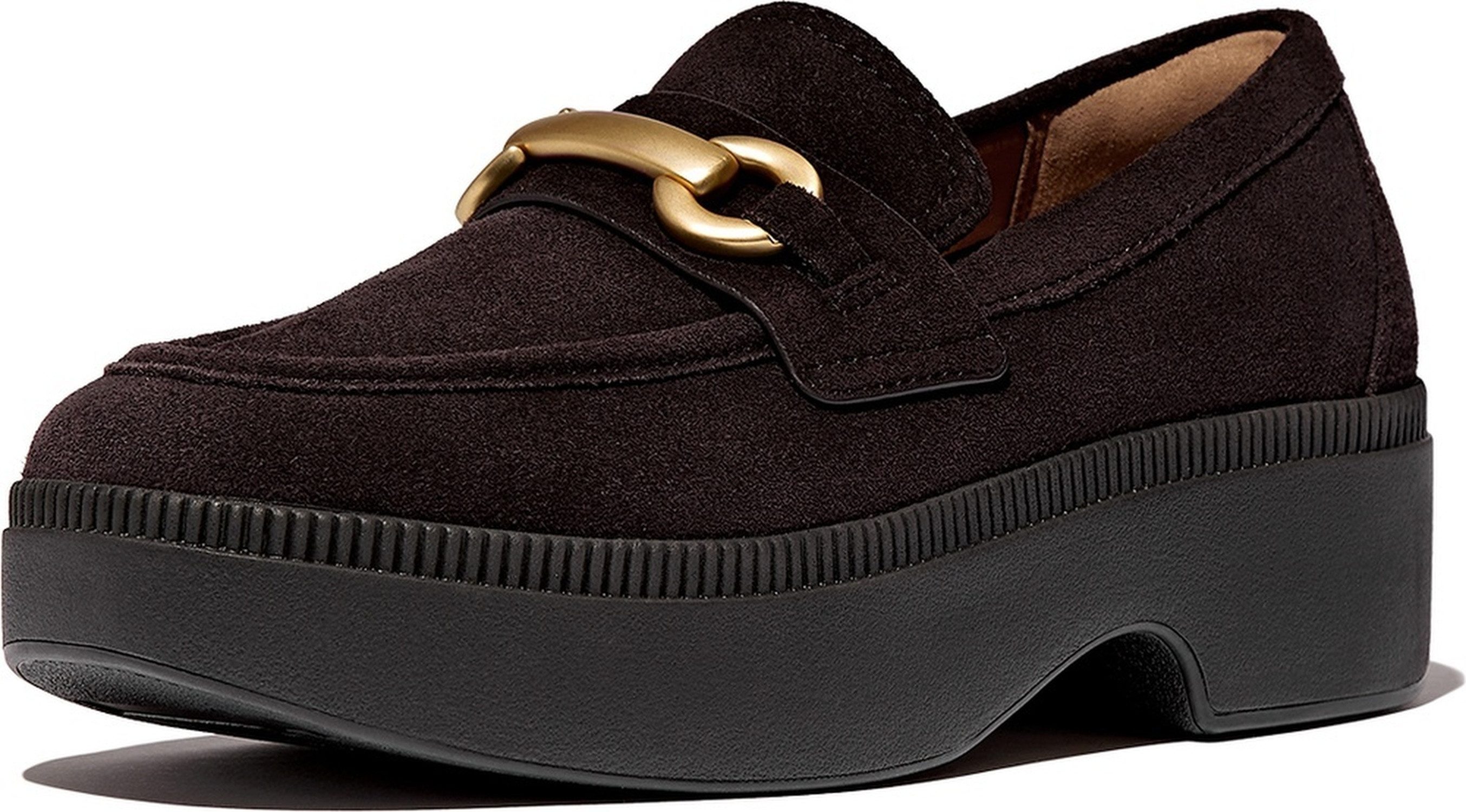 Fitflop F-Luma Chunky-Snaffle Suede Demi-Wedge Loafers Sneaker