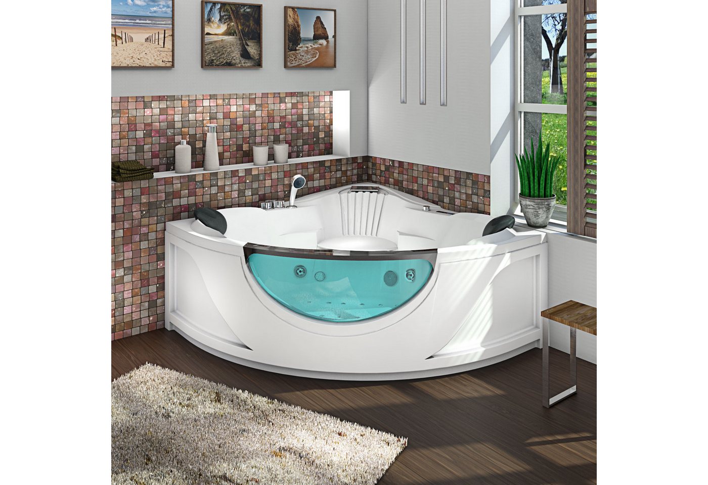 Thumbnail - AcquaVapore Whirlpool-Badewanne Whirlpool Pool Badewanne Eckwanne Wanne W25H-TH, (1-tlg)
