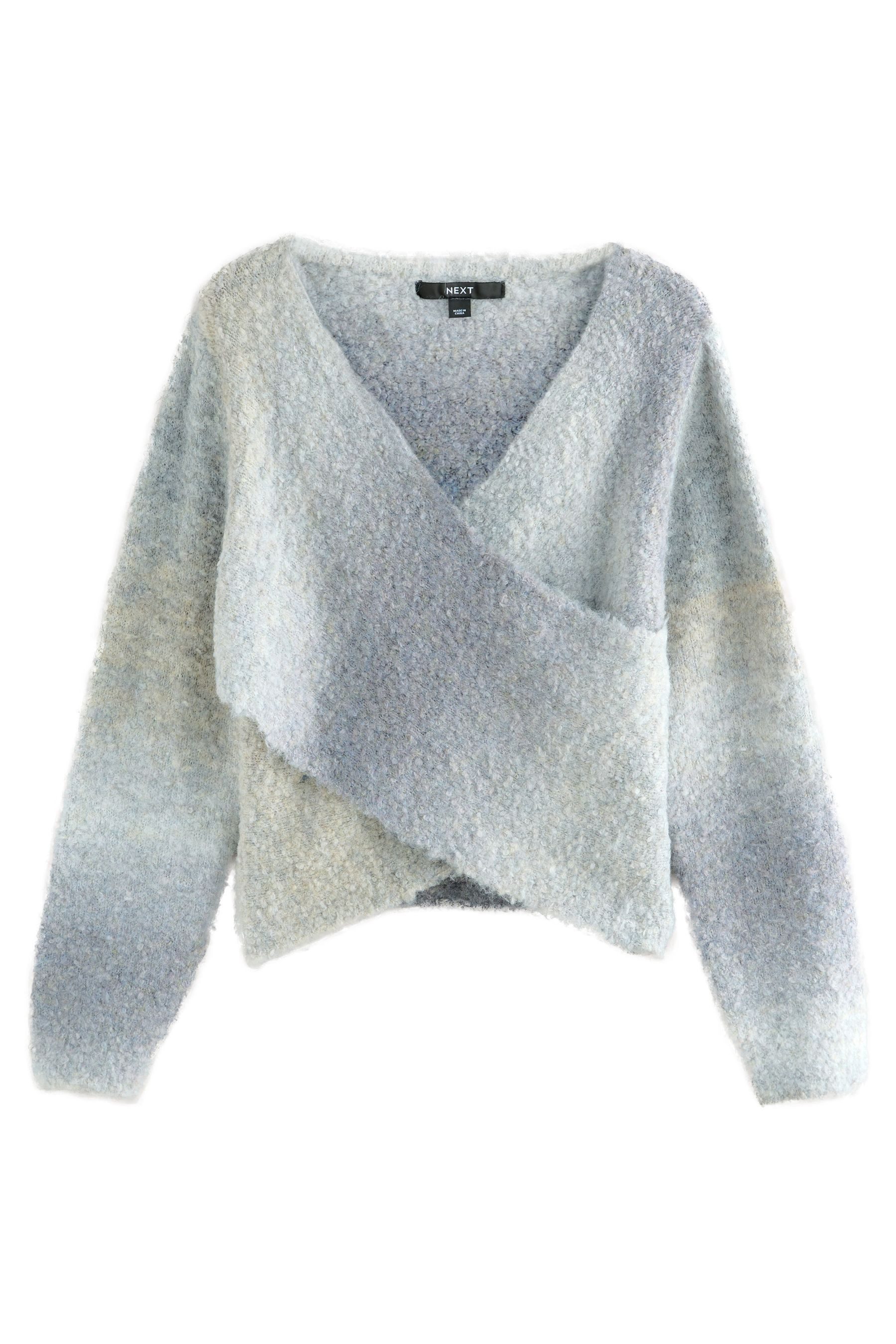 Next Wickelpullover Bouclé-Wickelpullover mit Wollanteil (1-tlg) günstig online kaufen